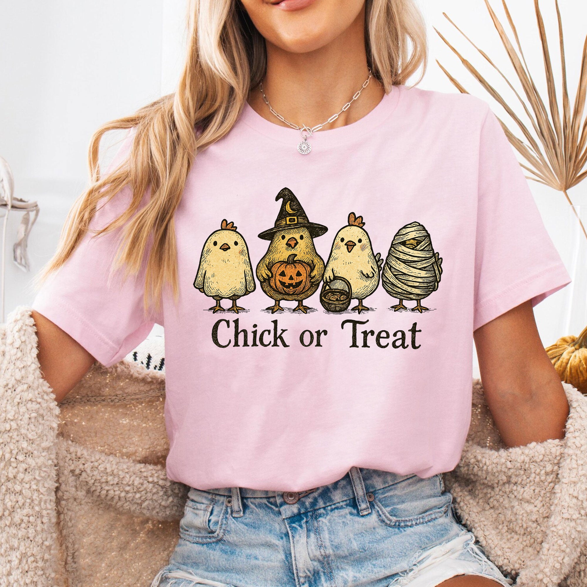 Chick or Treat Halloween Shirt for Women | Cute Chicken Graphic Tee | Funny Fall Outfit | Festive Autumn Top | Holiday Gift Idea
 - 6