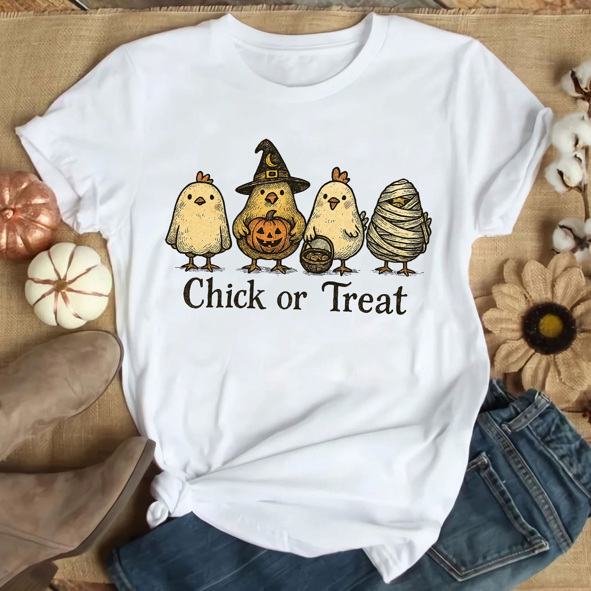 Chick or Treat Halloween Shirt for Women | Cute Chicken Graphic Tee | Funny Fall Outfit | Festive Autumn Top | Holiday Gift Idea
 - 9