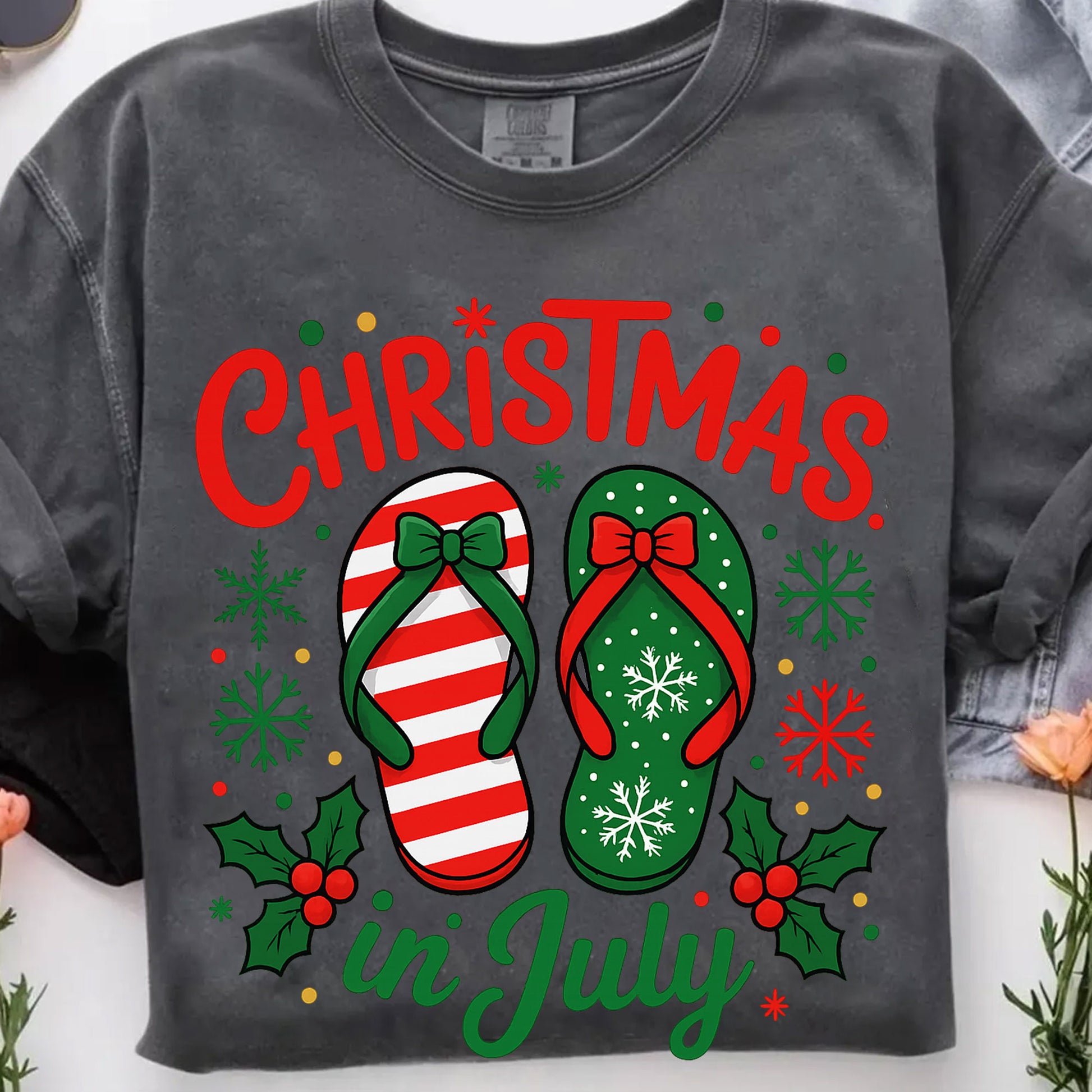 Christmas in July Graphic Tee - Festive Flip Flop Design, Holiday Vibes, Comfortable Summer Shirt, Perfect for Seasonal Celebrations
 - 7