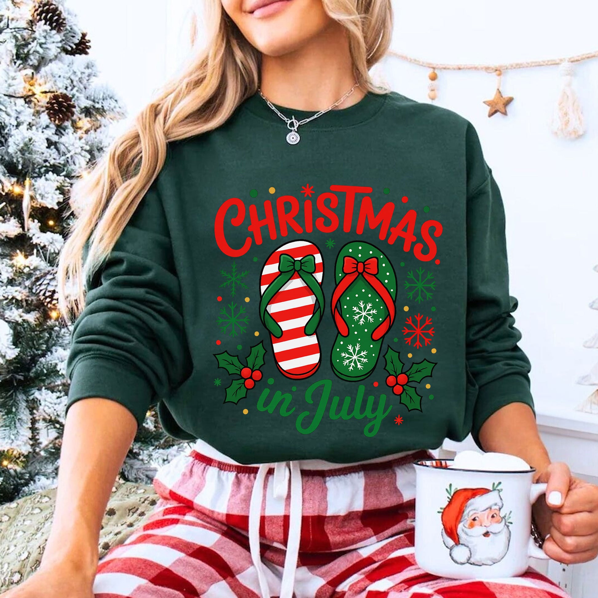 Christmas in July Graphic Tee - Festive Flip Flop Design, Holiday Vibes, Comfortable Summer Shirt, Perfect for Seasonal Celebrations
 - 8