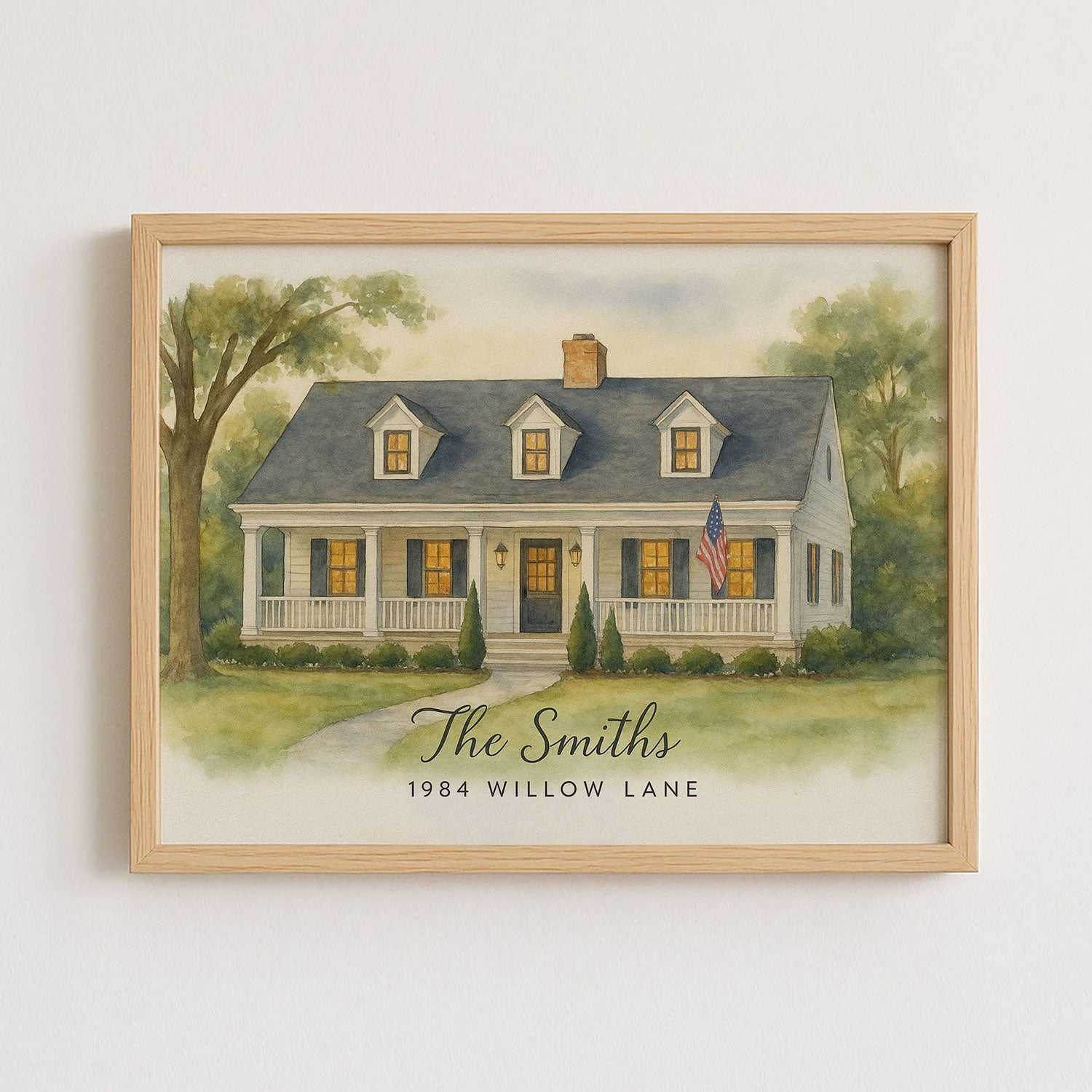 Custom Watercolor Home Portrait with Personalized Name & Address - Unique Gift for New Homeowners or Housewarming Decor
 - 1