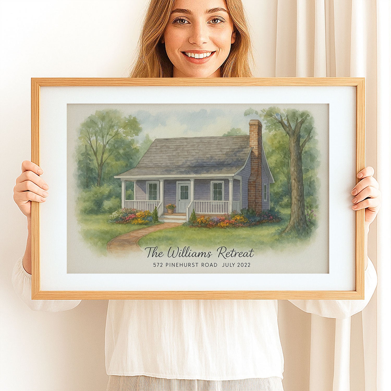 Custom Watercolor House Portrait for Couples – Personalized Home Artwork for Abigail & James
 - 1