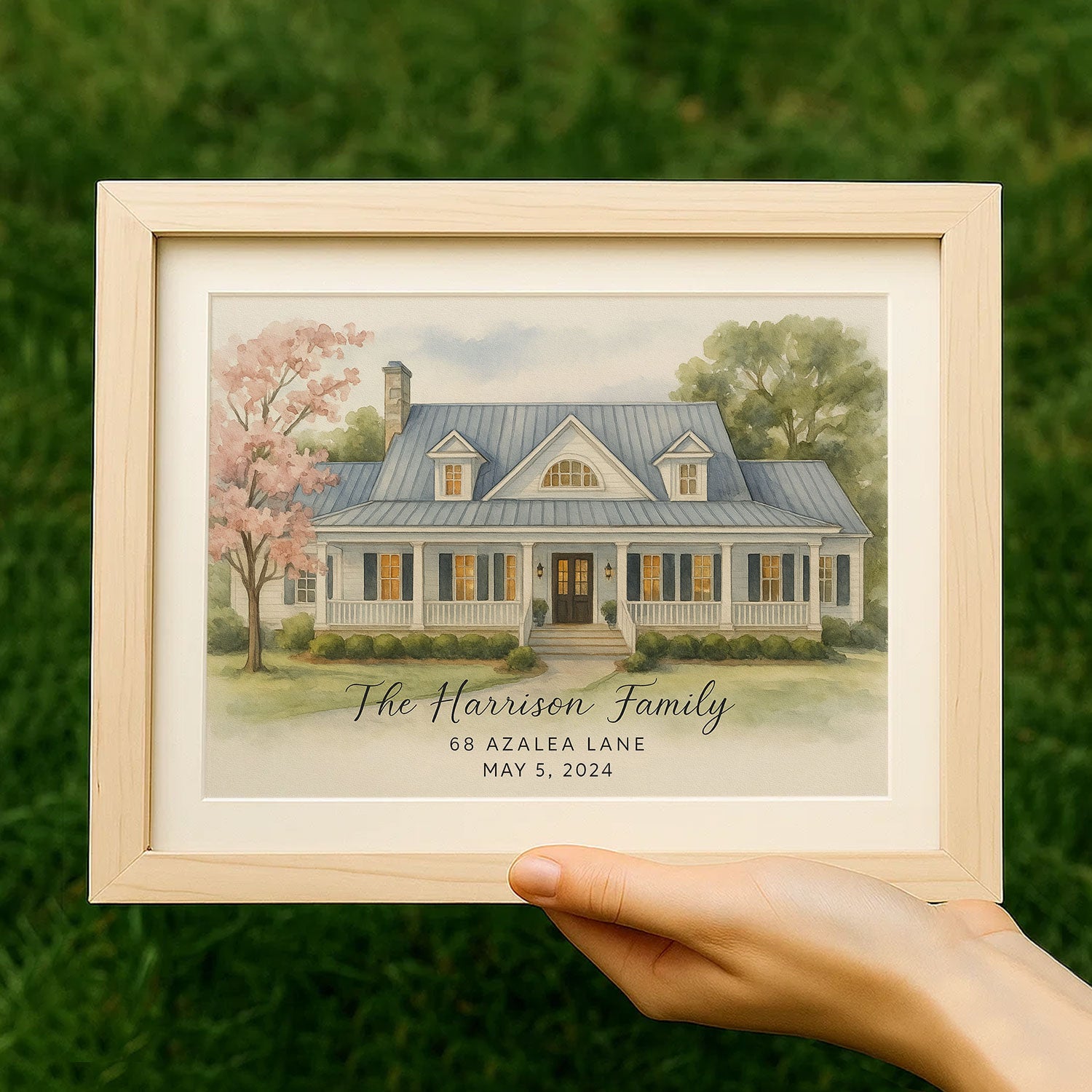 Custom Watercolor House Portrait – Personalize Your Family Home Artwork with Names and Address for a Unique Gift
 - 1