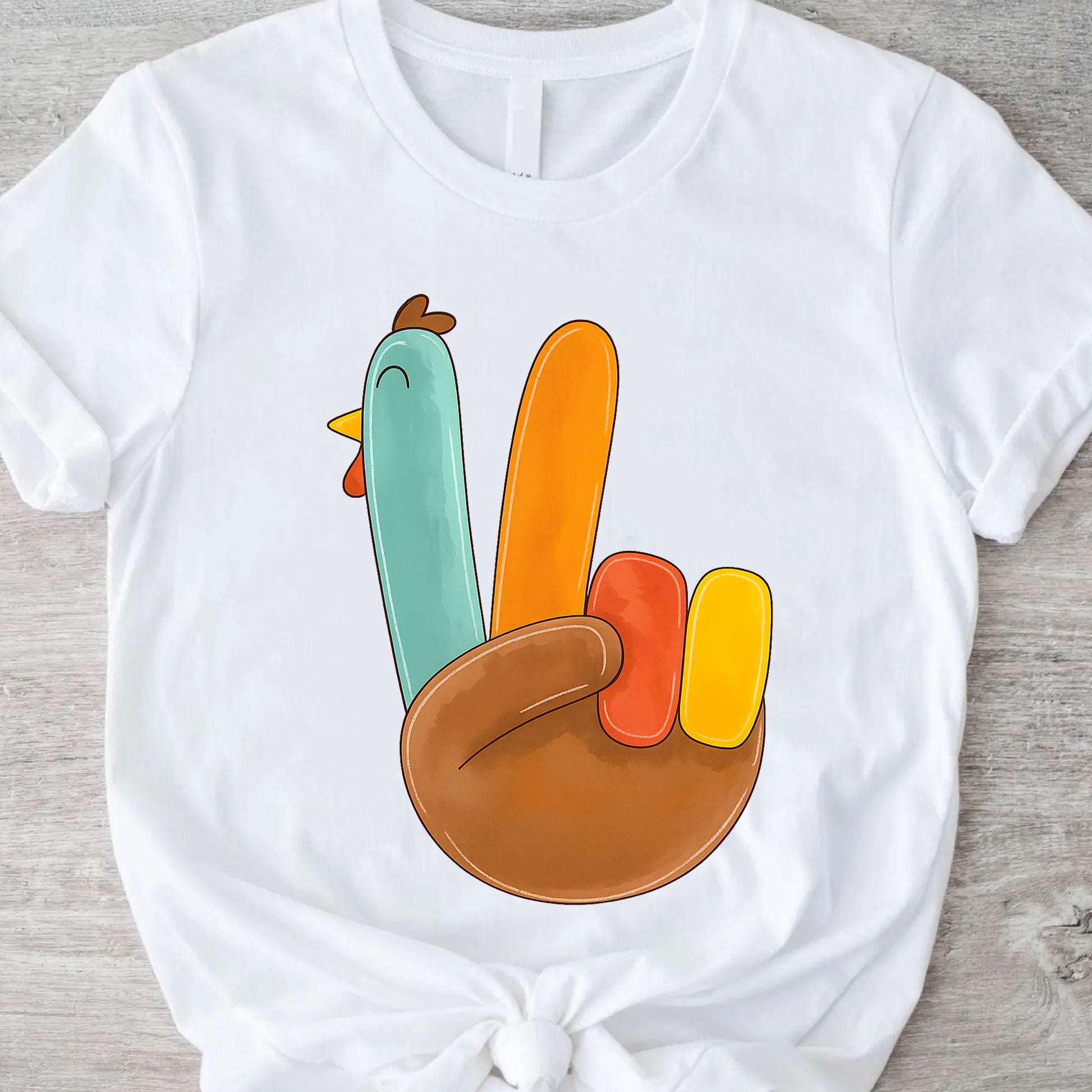Cute Thanksgiving Turkey Peace Sign Shirt for Family Gatherings, Fall Celebrations, Stylish Holiday Apparel for Women and Kids
 - 11