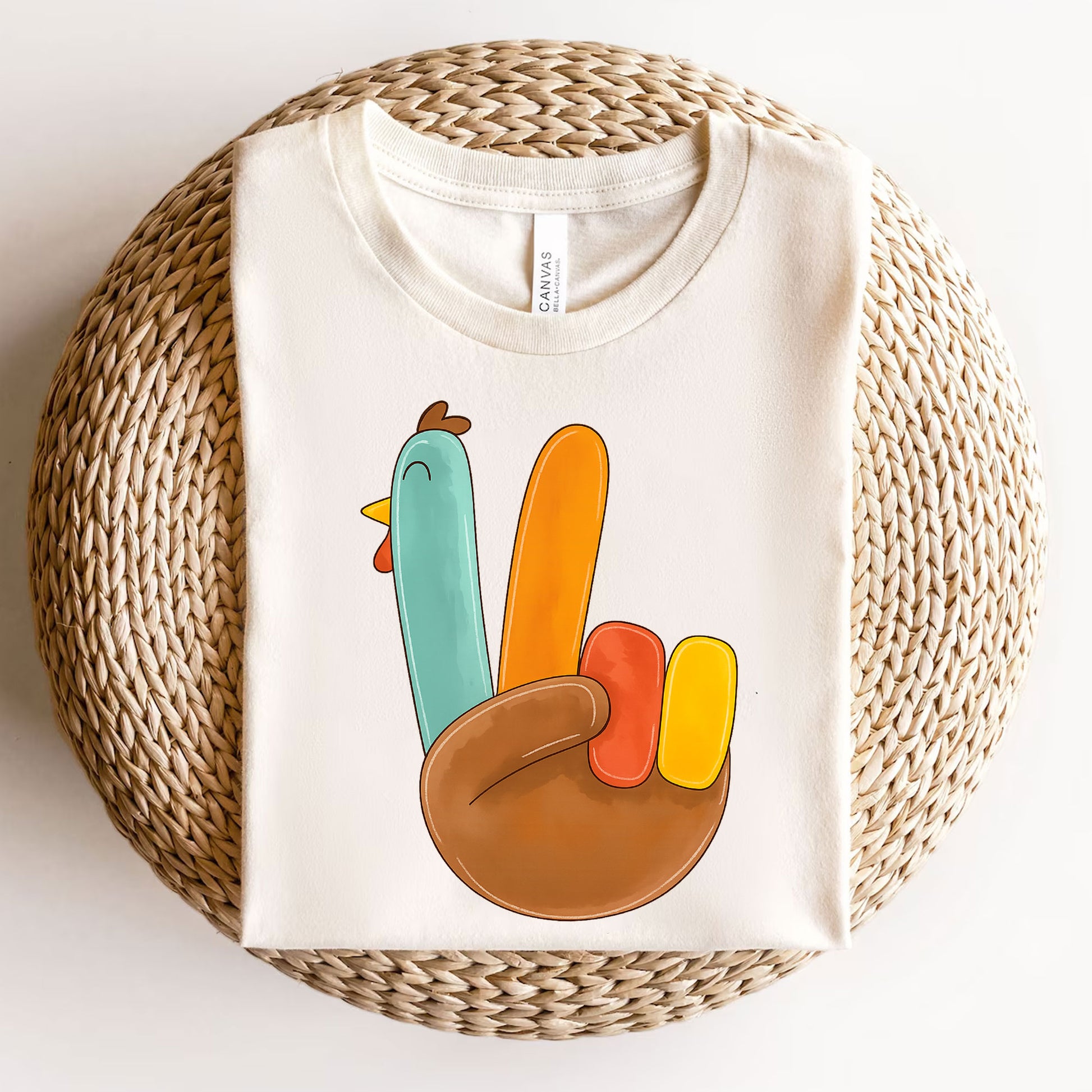 Cute Thanksgiving Turkey Peace Sign Shirt for Family Gatherings, Fall Celebrations, Stylish Holiday Apparel for Women and Kids
 - 3