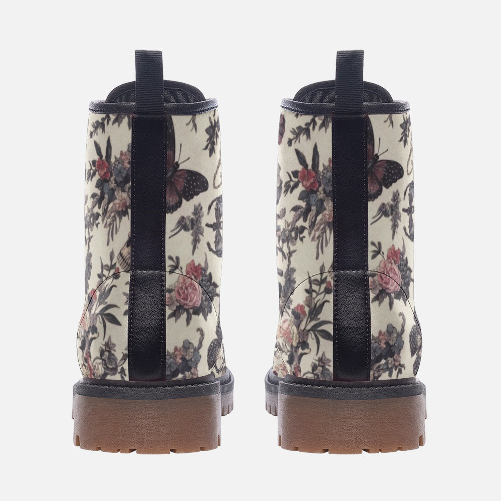 Dark Coquette Butterfly Floral Leather Boots Casual Lightweight Style