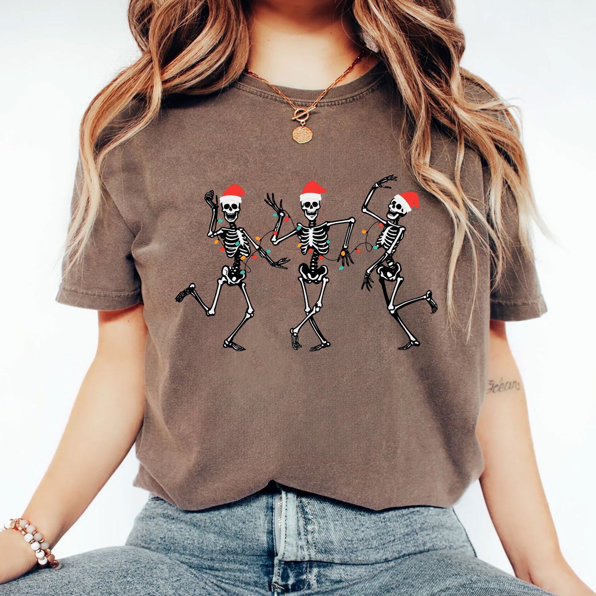 Dancing Skeletons Christmas T-Shirt – Festive Santa Skeletons Graphic Tee – Fun Holiday Apparel for Celebrating Christmas Season
 - 2