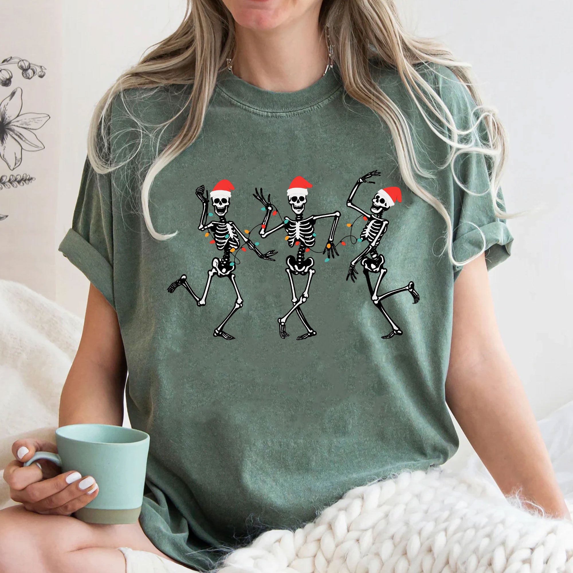 Dancing Skeletons Christmas T-Shirt – Festive Santa Skeletons Graphic Tee – Fun Holiday Apparel for Celebrating Christmas Season
 - 3