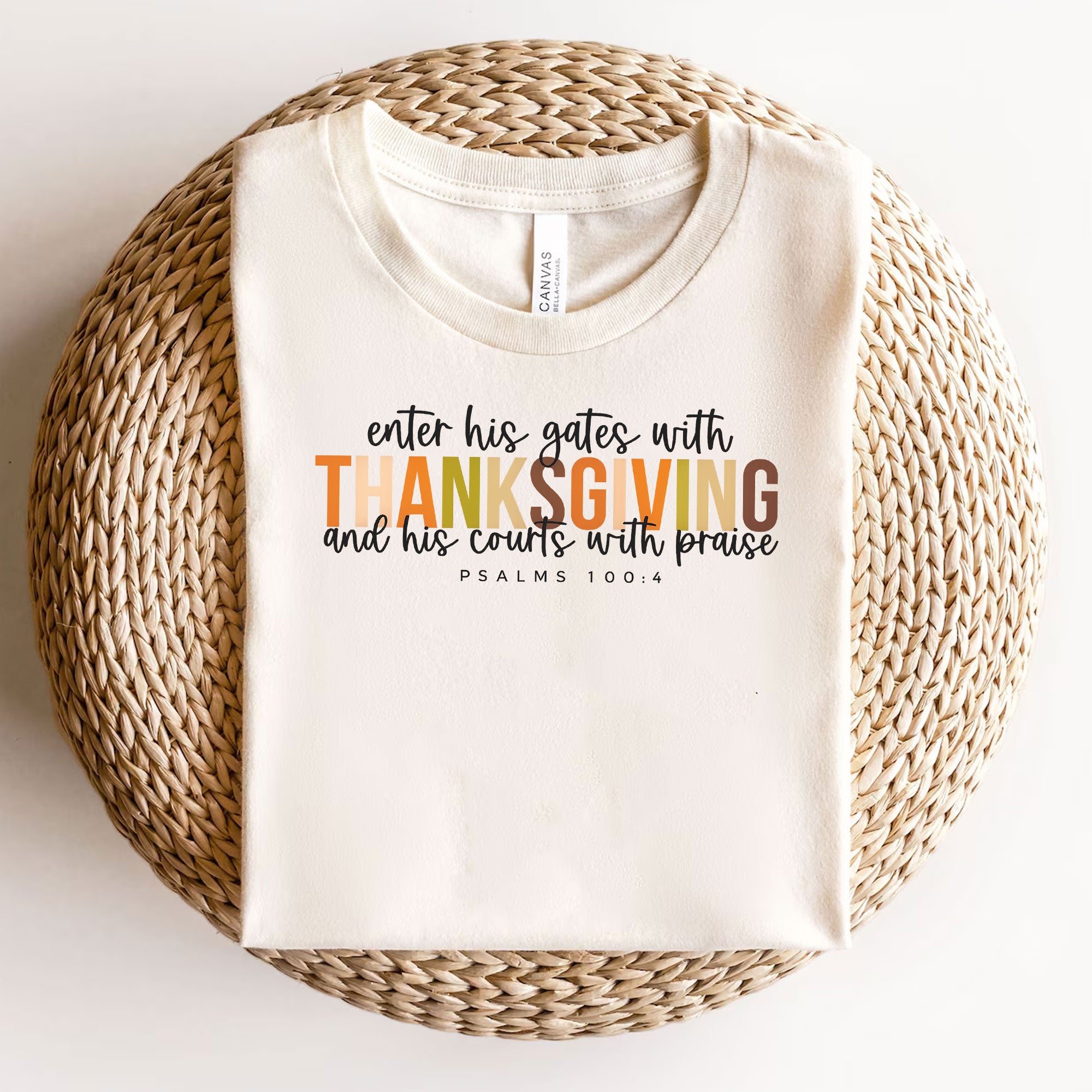 Enter His Gates with Thanksgiving T-Shirt - Faith-Inspired Fall Apparel for Women, Perfect for Thanksgiving Celebrations and Worship
 - 3