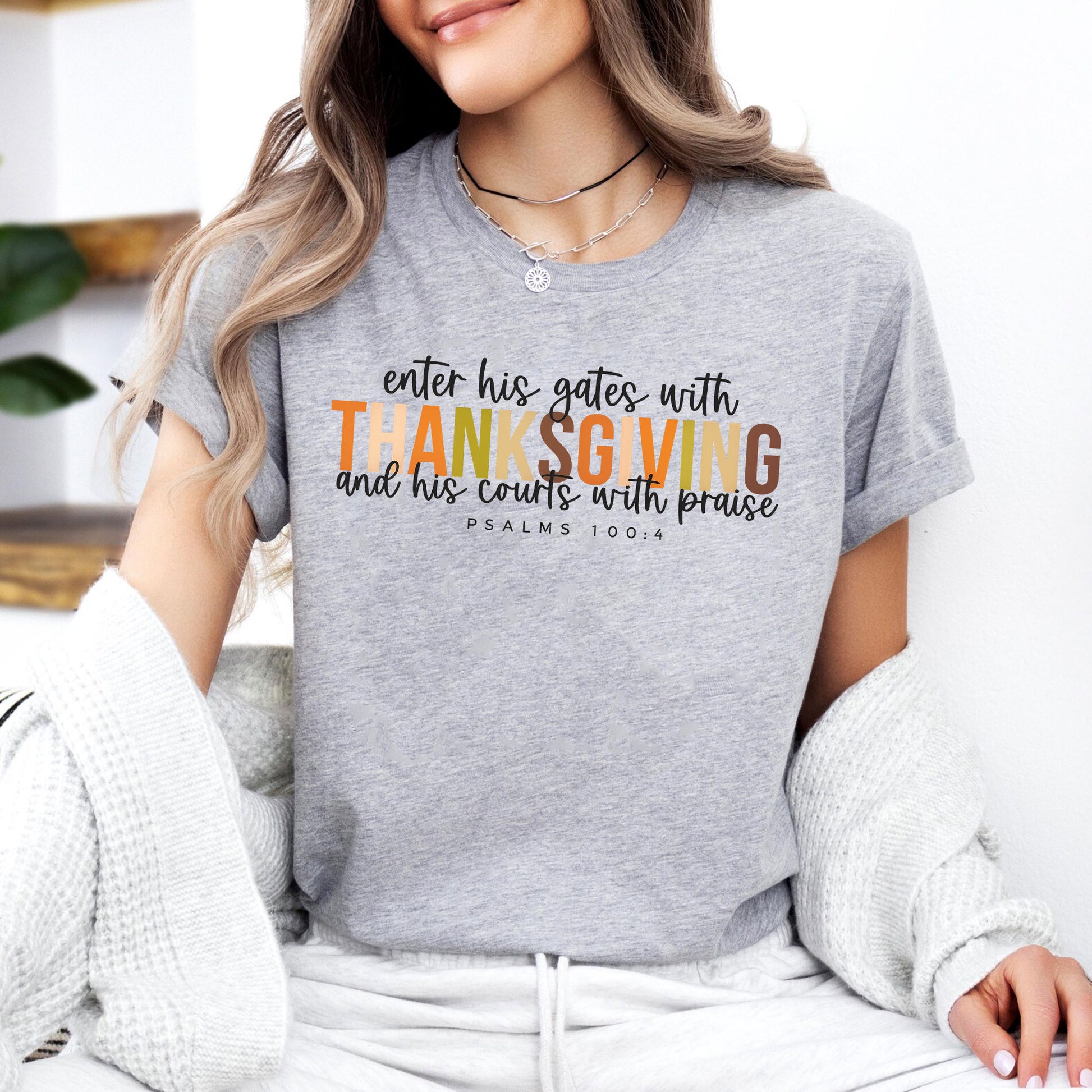 Enter His Gates with Thanksgiving T-Shirt - Faith-Inspired Fall Apparel for Women, Perfect for Thanksgiving Celebrations and Worship
 - 7