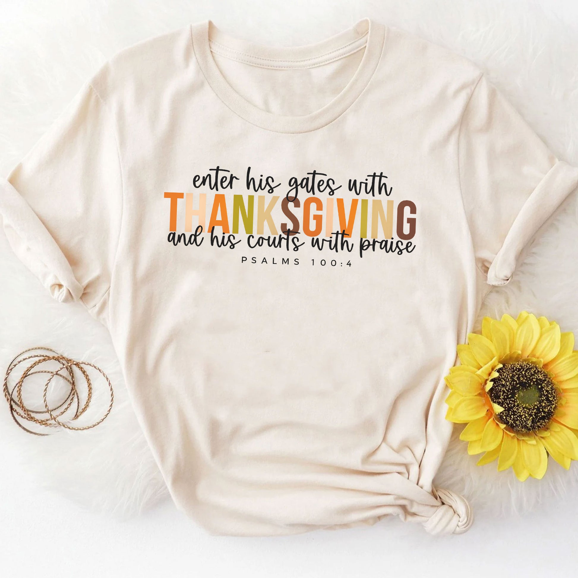 Enter His Gates with Thanksgiving T-Shirt - Faith-Inspired Fall Apparel for Women, Perfect for Thanksgiving Celebrations and Worship
 - 8