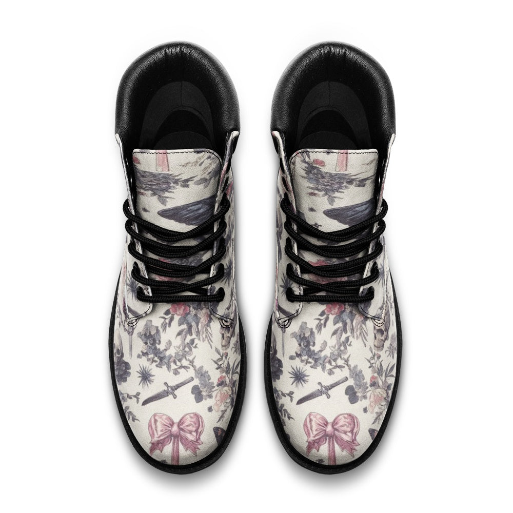 Gothic Butterfly Skull Floral Timber Boots Casual Lightweight TB