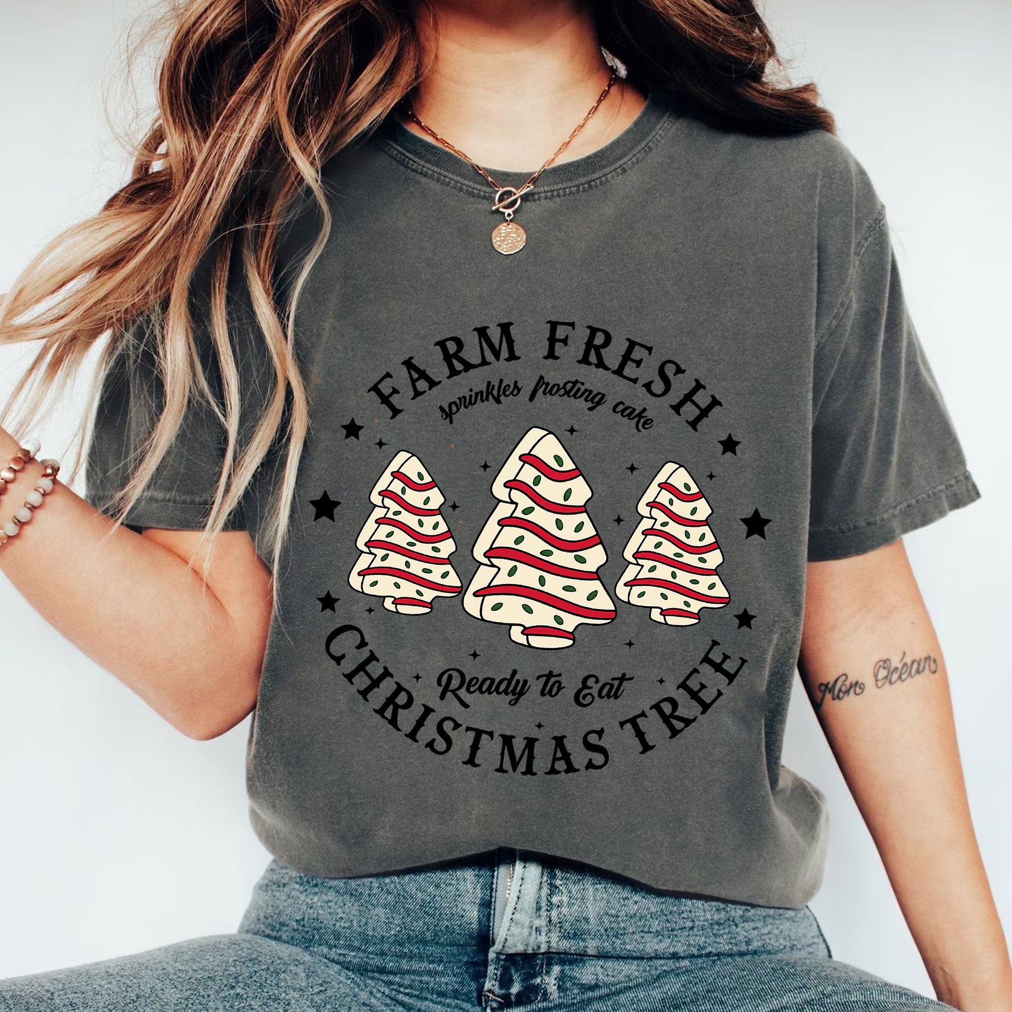 Farm Fresh Christmas Tree Graphic Tee - Festive Holiday Shirt with Cute Sprinkles Design - Perfect Christmas Gift Apparel
 - 1
