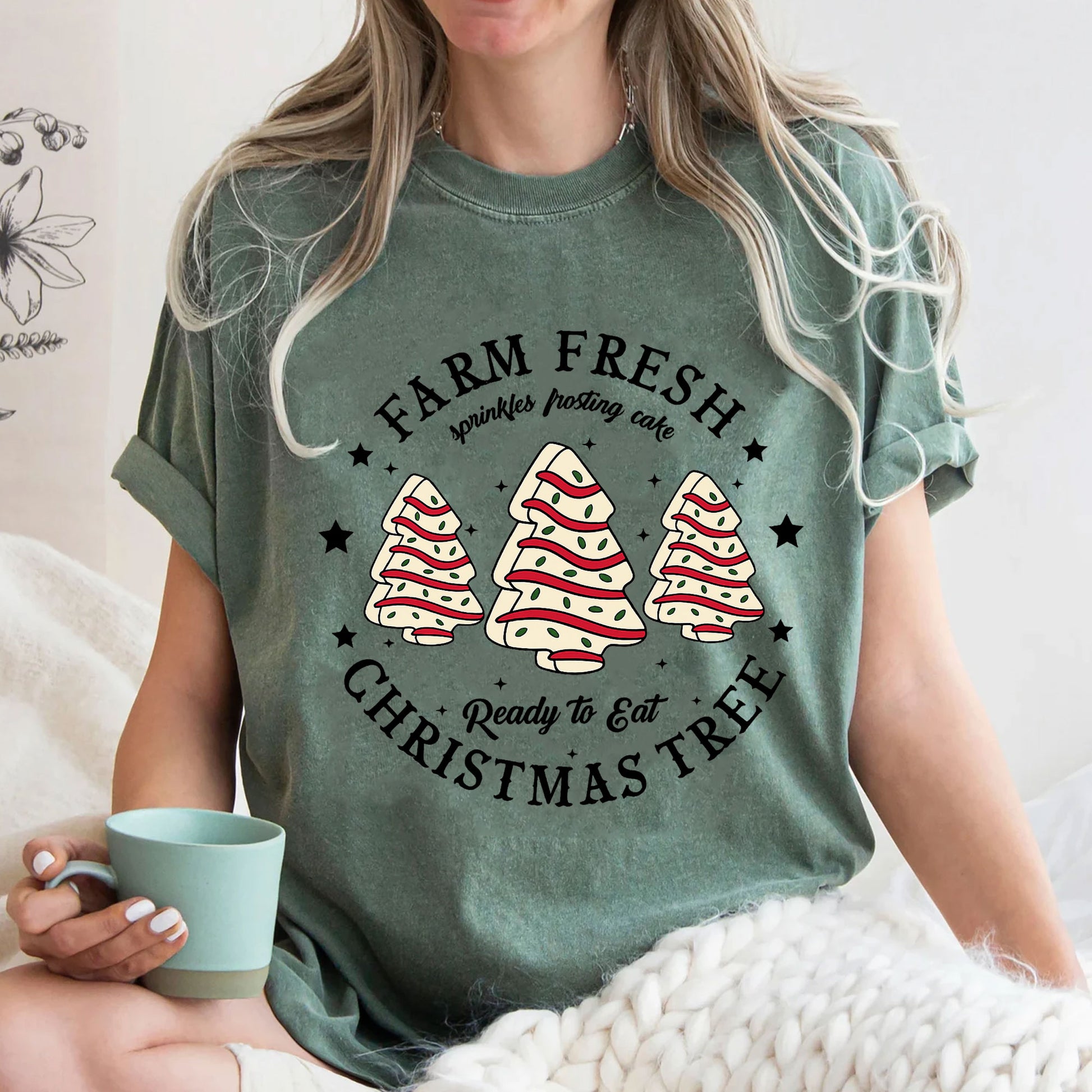 Farm Fresh Christmas Tree Graphic Tee - Festive Holiday Shirt with Cute Sprinkles Design - Perfect Christmas Gift Apparel
 - 3