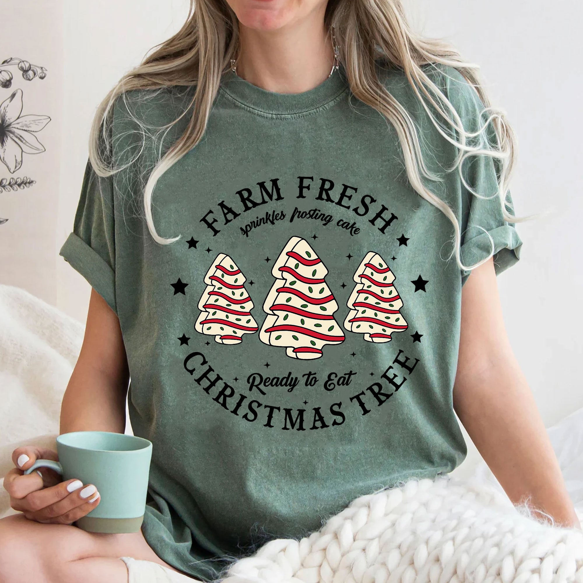 Farm Fresh Christmas Tree Graphic Tee - Festive Holiday Shirt with Cute Sprinkles Design - Perfect Christmas Gift Apparel
 - 3