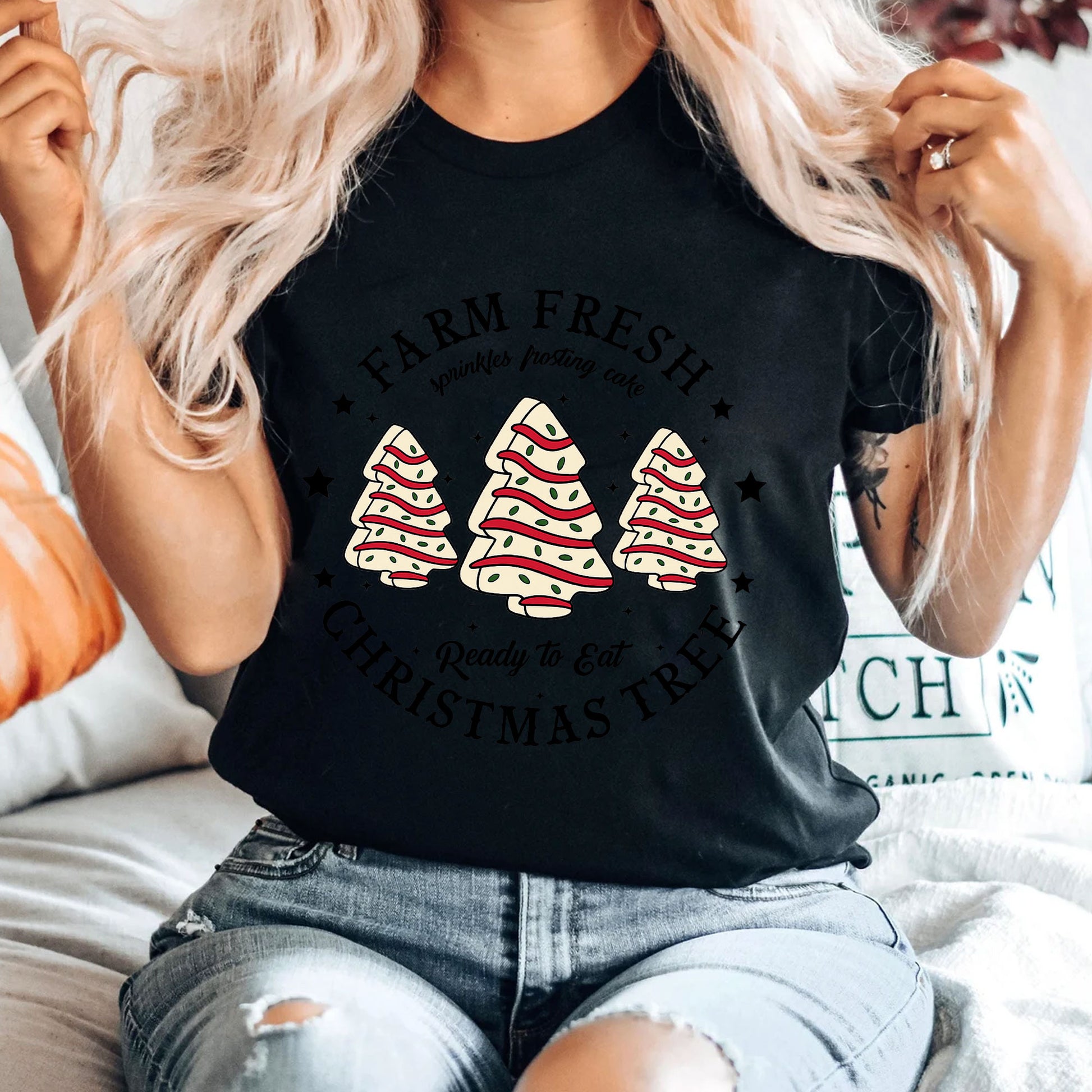 Farm Fresh Christmas Tree Graphic Tee - Festive Holiday Shirt with Cute Sprinkles Design - Perfect Christmas Gift Apparel
 - 4