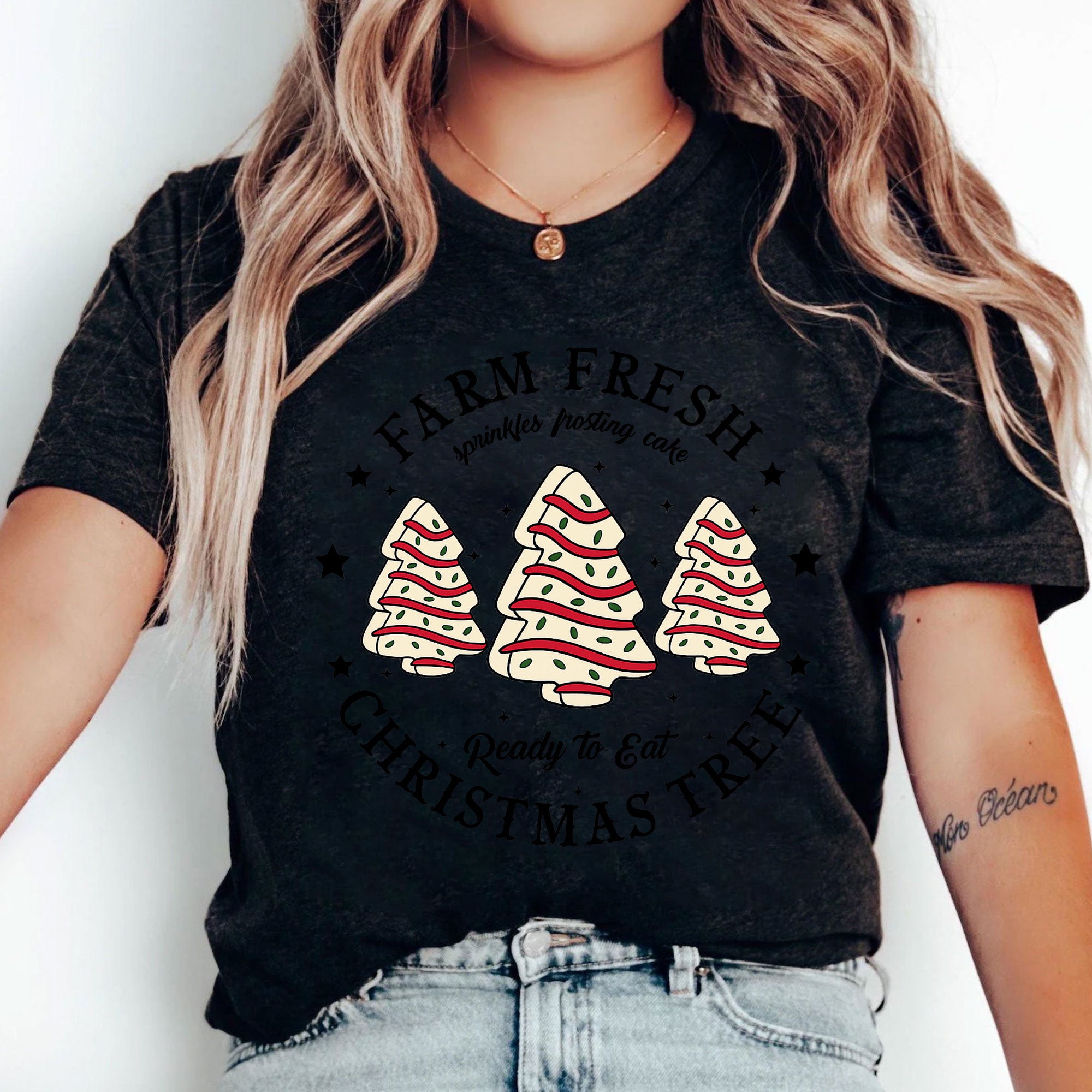 Farm Fresh Christmas Tree Graphic Tee - Festive Holiday Shirt with Cute Sprinkles Design - Perfect Christmas Gift Apparel
 - 5
