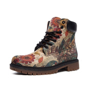 Boho Bird & Floral Art Casual Leather Timber Boots