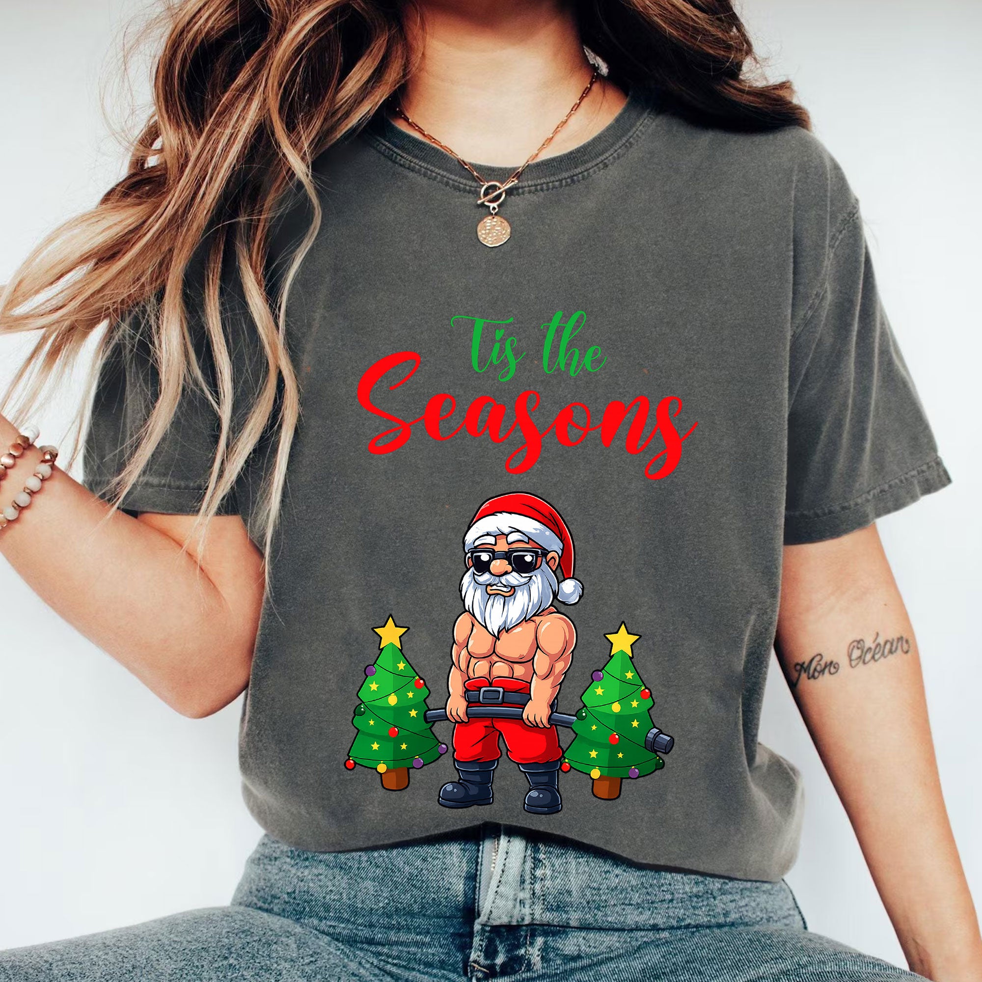 Festive Christmas T-Shirt with Funny Santa Design - Trendy Holiday Graphic Tee for Men and Women - Perfect Christmas Gift Idea!
 - 1