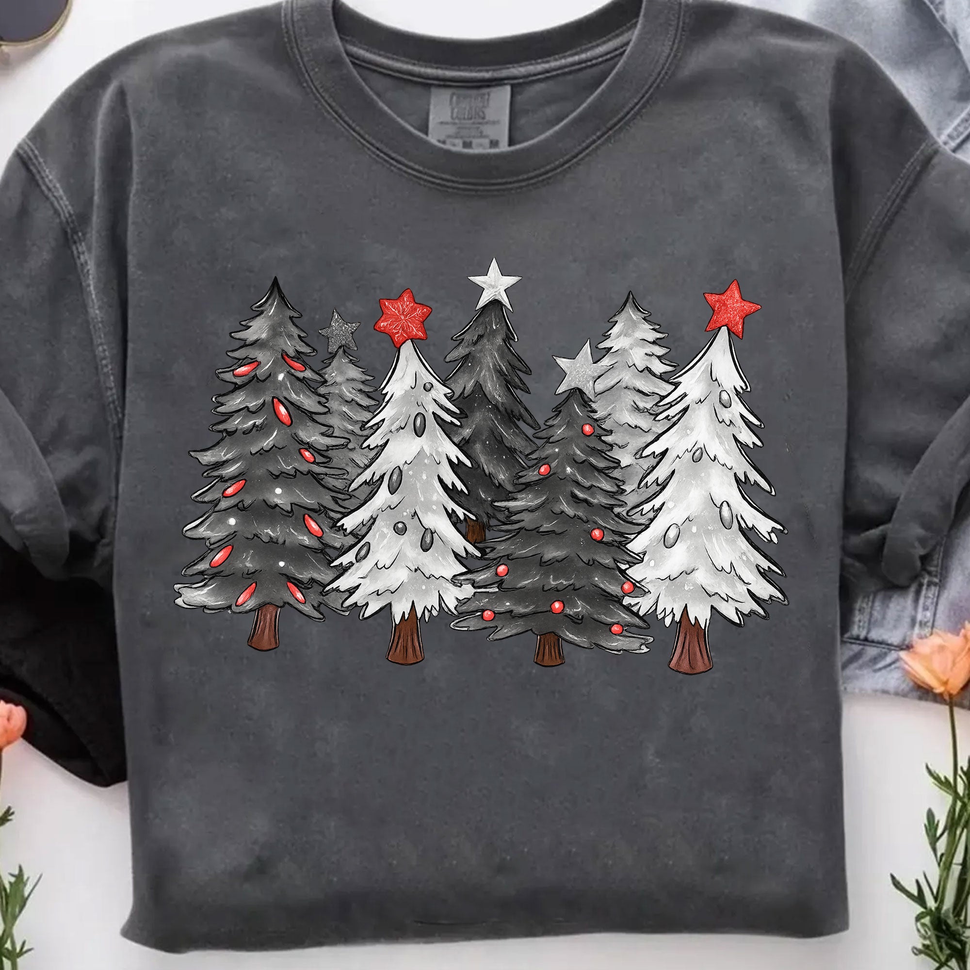 Festive Christmas Tree Graphic T-Shirt for Women - Stylish Holiday Tee Featuring Cute and Cozy Seasonal Design - Perfect Gift Idea
 - 7