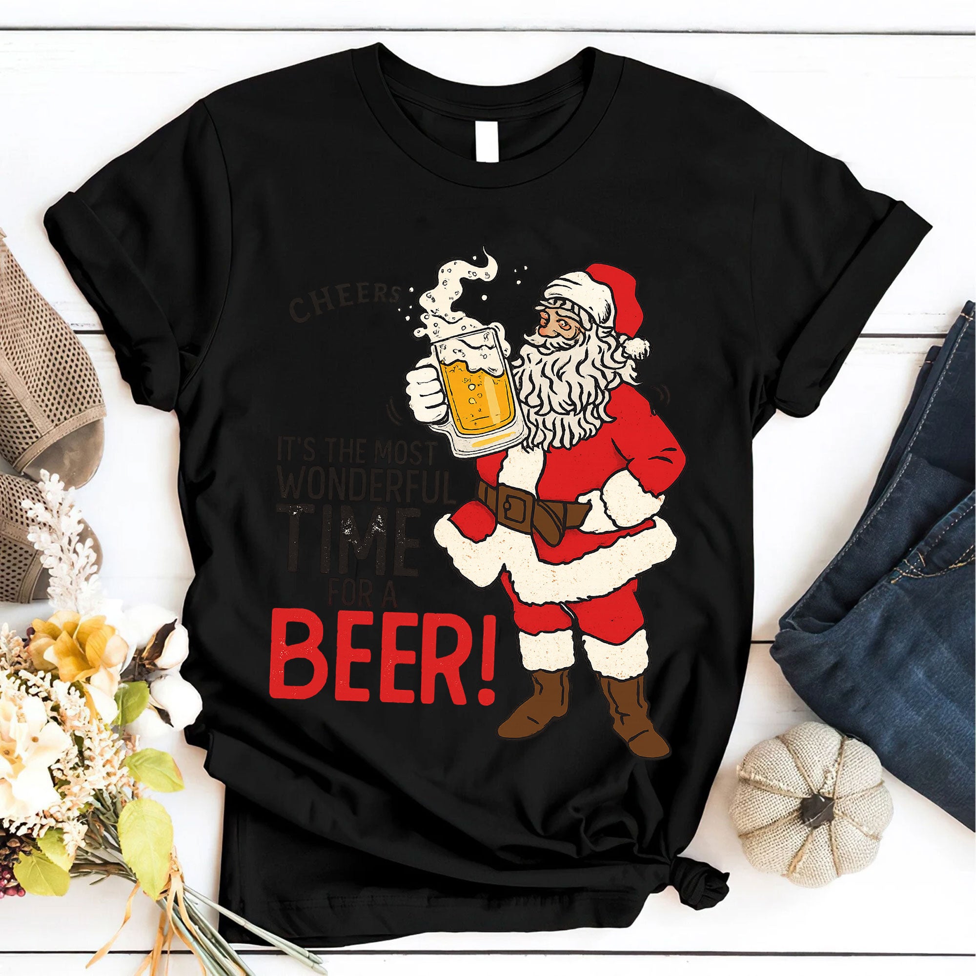 Festive Santa Claus Beer Graphic Tee - Perfect Holiday Gift, Fun Christmas Shirt for Beer Lovers, Cheerful Party Wear Unisex Top
 - 6