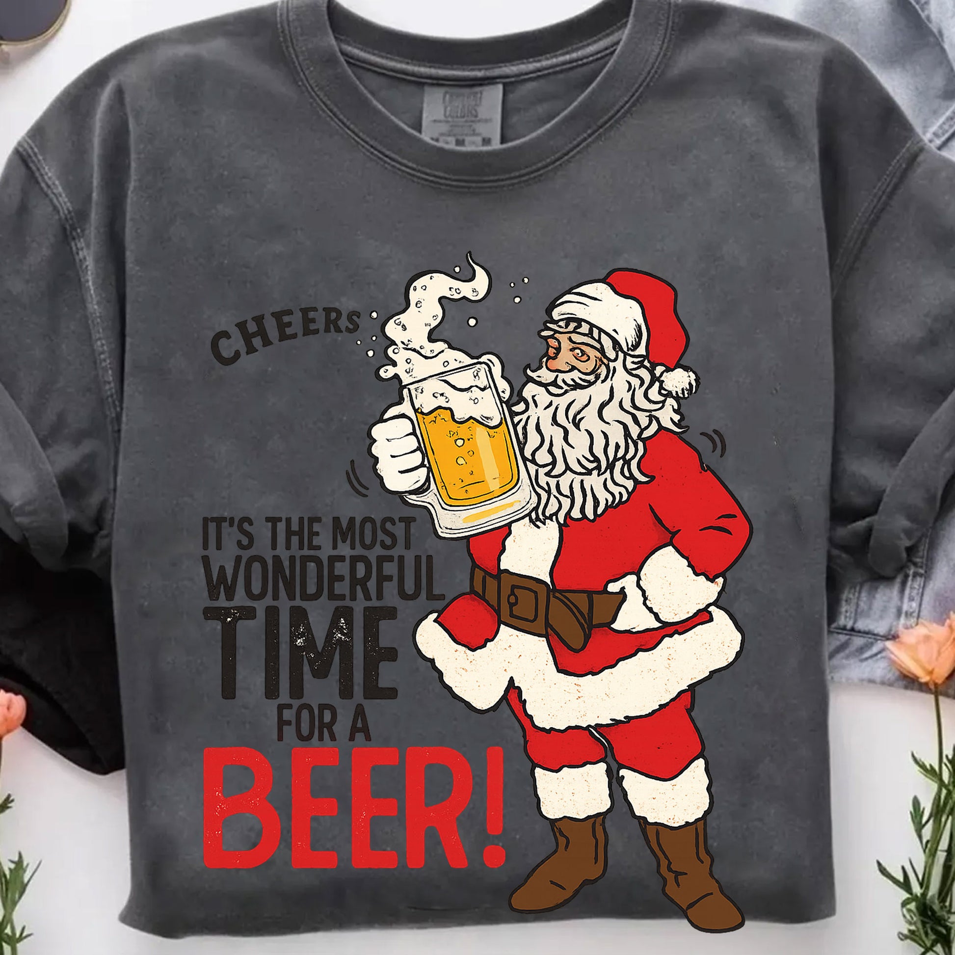 Festive Santa Claus Beer Graphic Tee - Perfect Holiday Gift, Fun Christmas Shirt for Beer Lovers, Cheerful Party Wear Unisex Top
 - 7