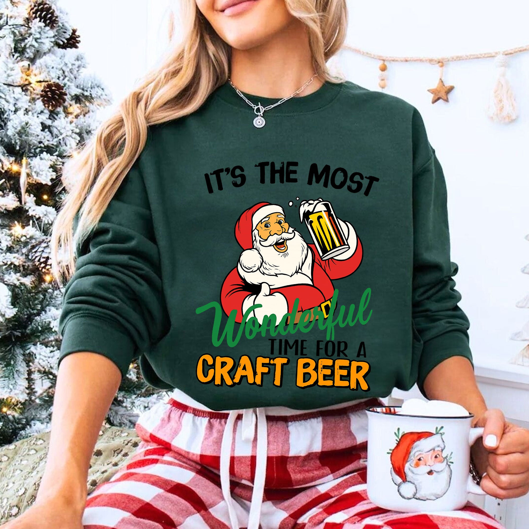 Festive Santa Craft Beer Tee - Christmas Holiday Graphic T-Shirt for Beer Lovers - Trendy Apparel for Winter Celebrations 
 - 8