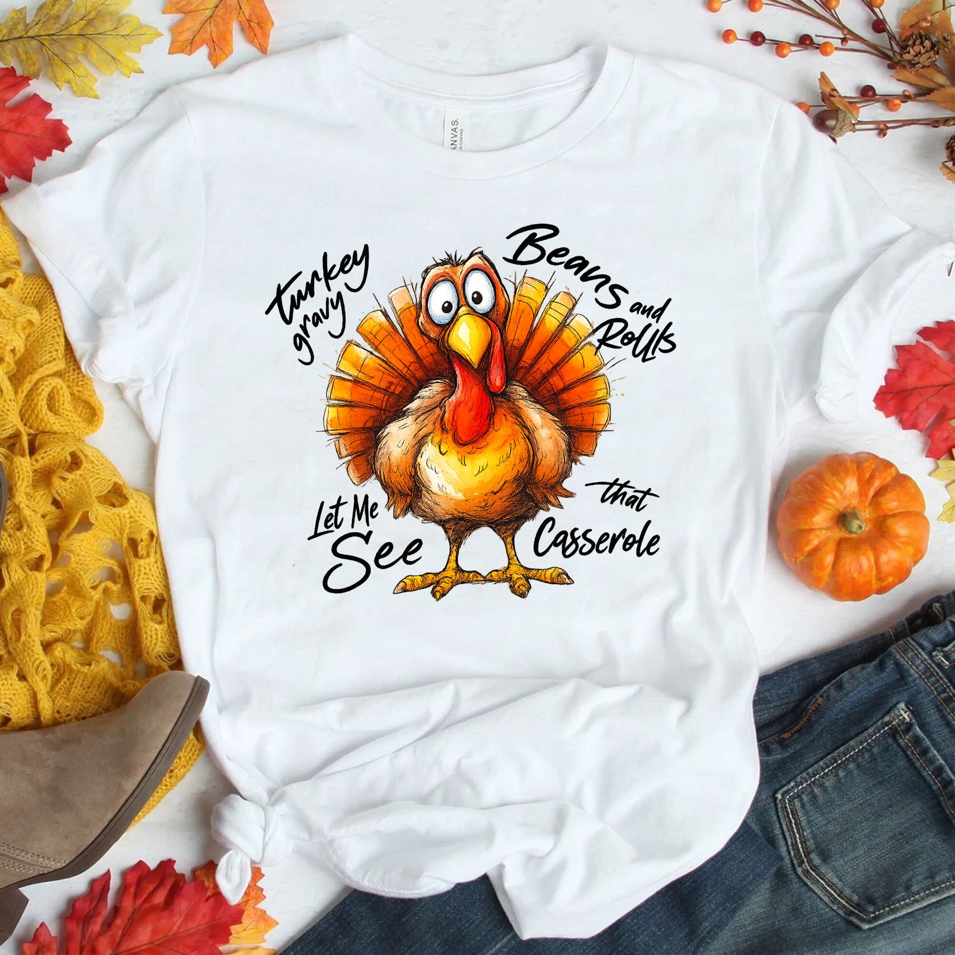 Festive Thanksgiving Shirt - Funny Turkey Design with Let Me See That Casserole Quote - Holiday Family Gathering Tee
 - 1