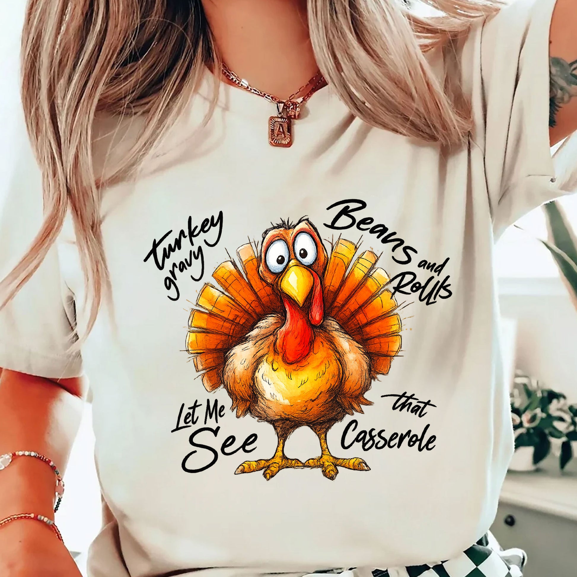 Festive Thanksgiving Shirt - Funny Turkey Design with Let Me See That Casserole Quote - Holiday Family Gathering Tee
 - 2