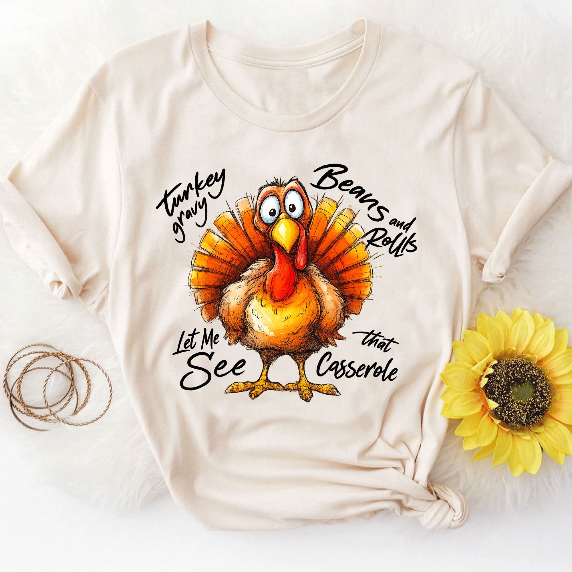 Festive Thanksgiving Shirt - Funny Turkey Design with Let Me See That Casserole Quote - Holiday Family Gathering Tee
 - 8