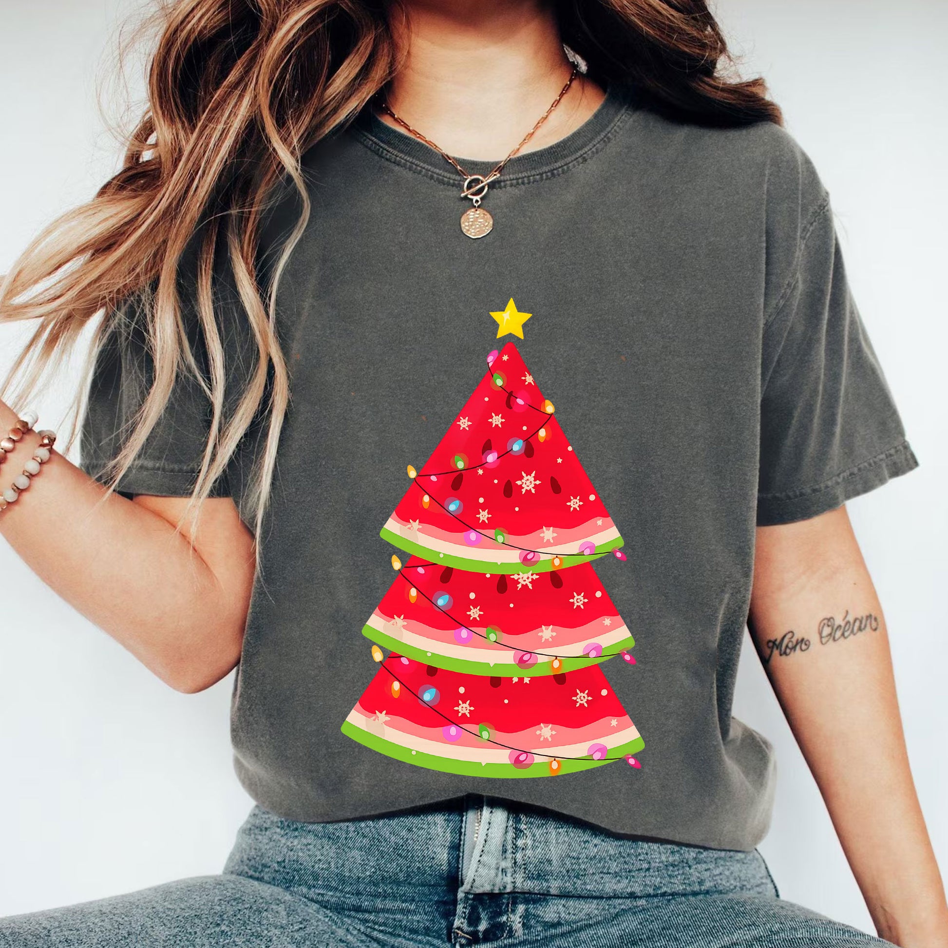 Festive Women's Christmas Tree Graphic T-Shirt - Stylish Holiday Apparel for Cozy Celebrations and Winter Wardrobe Essentials
 - 1