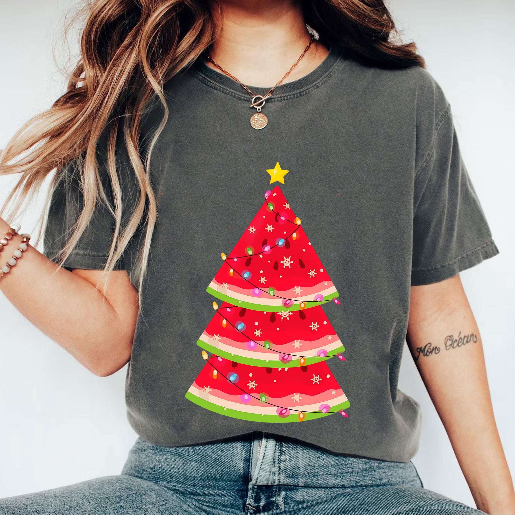 Festive Women's Christmas Tree Graphic T-Shirt - Stylish Holiday Apparel for Cozy Celebrations and Winter Wardrobe Essentials
 - 1