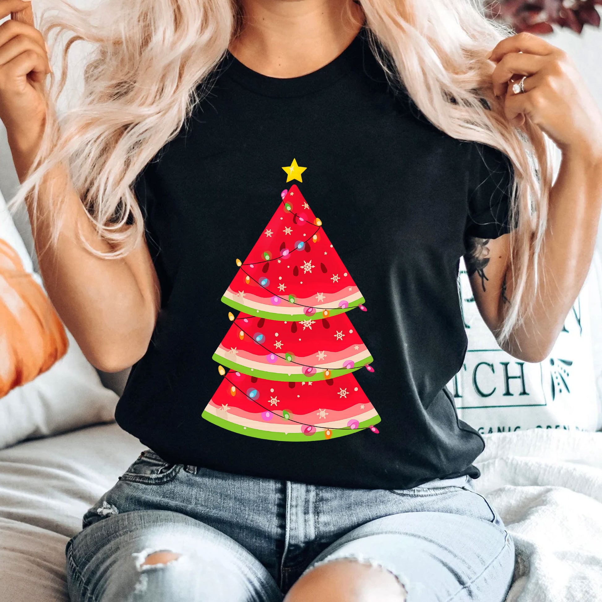 Festive Women's Christmas Tree Graphic T-Shirt - Stylish Holiday Apparel for Cozy Celebrations and Winter Wardrobe Essentials
 - 4