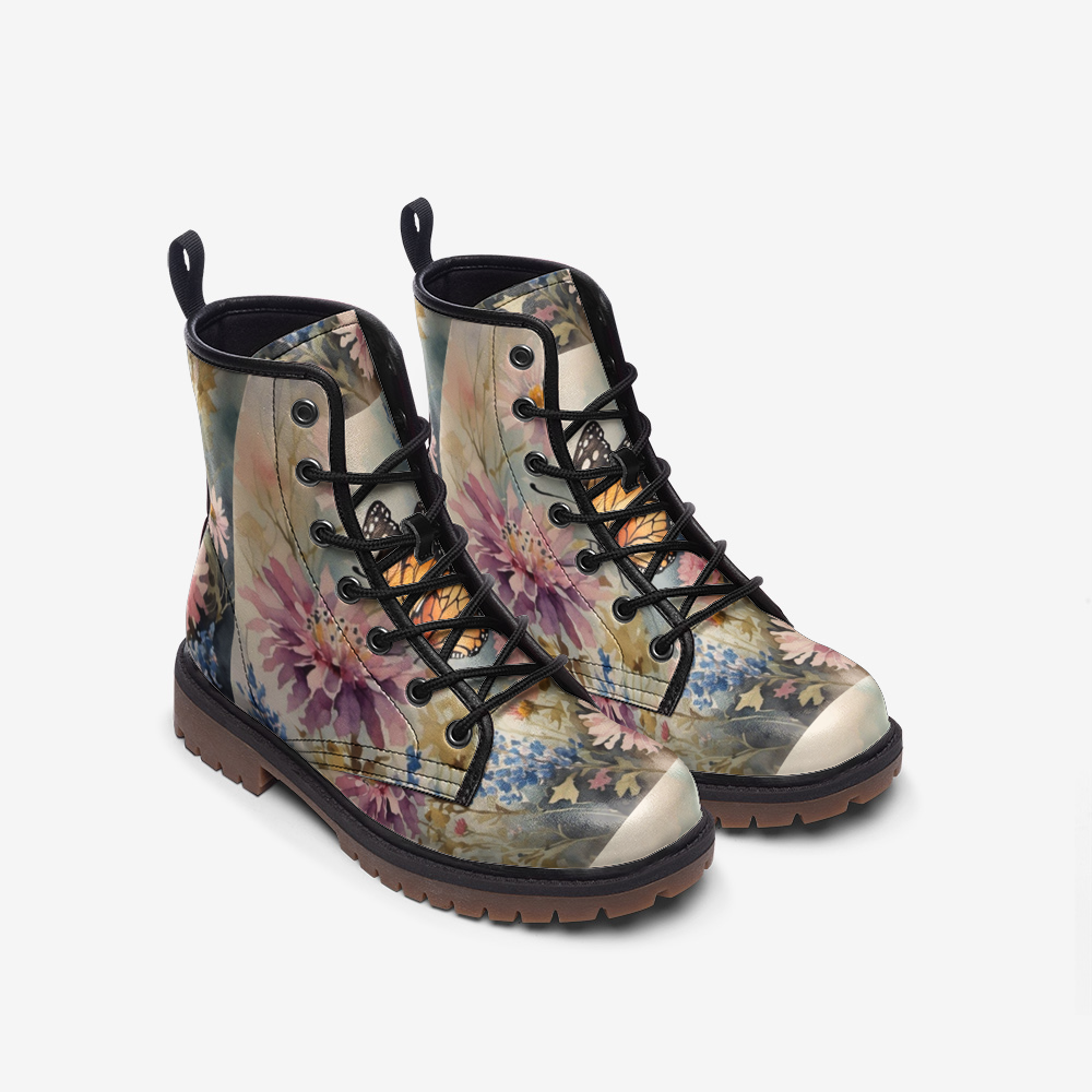 Floral Butterfly Casual Leather Lightweight boots for Hippie