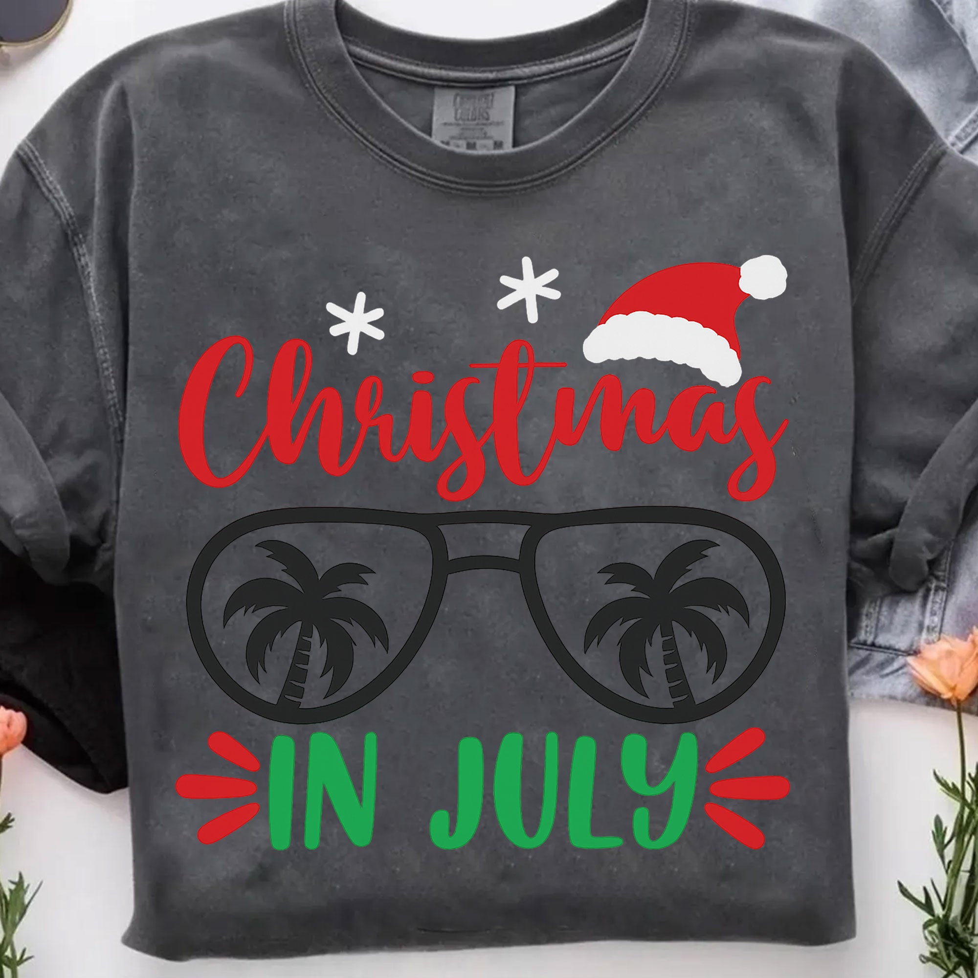 Fun Christmas in July T-Shirt with Palm Sunglasses Graphic – Perfect Summer Holiday Tee for Festive Beach Lovers and Party Goers
 - 7