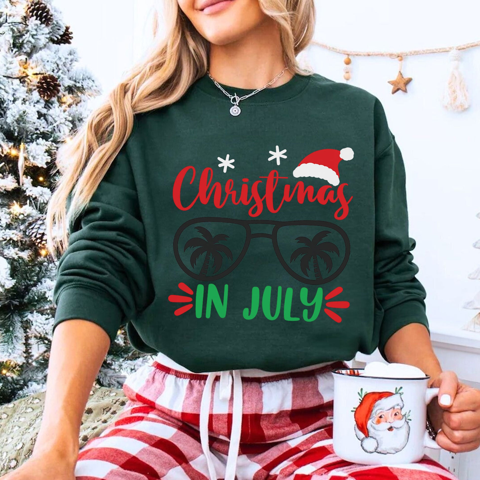Fun Christmas in July T-Shirt with Palm Sunglasses Graphic – Perfect Summer Holiday Tee for Festive Beach Lovers and Party Goers
 - 8
