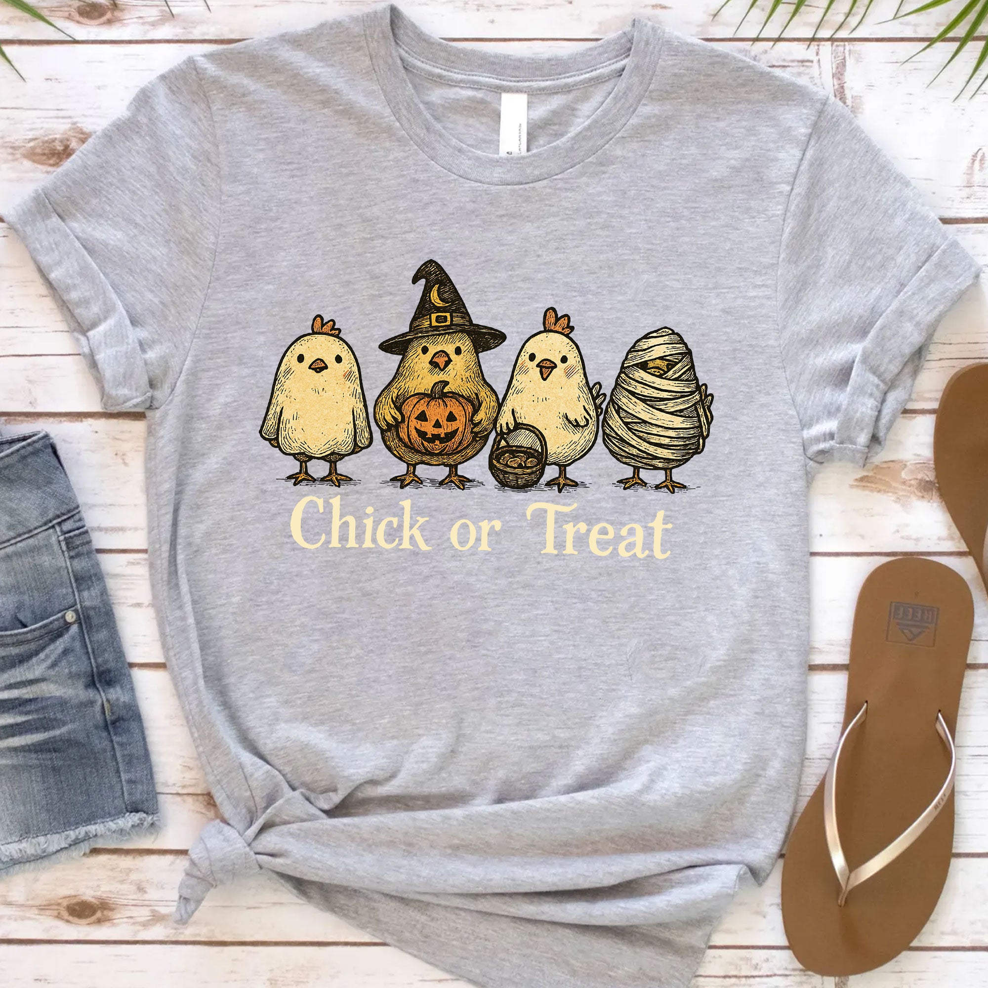 Fun Halloween T-Shirt with Cute Chickens in Costumes - Chick or Treat Theme - Perfect for Halloween Parties and Festive Outfits
 - 12