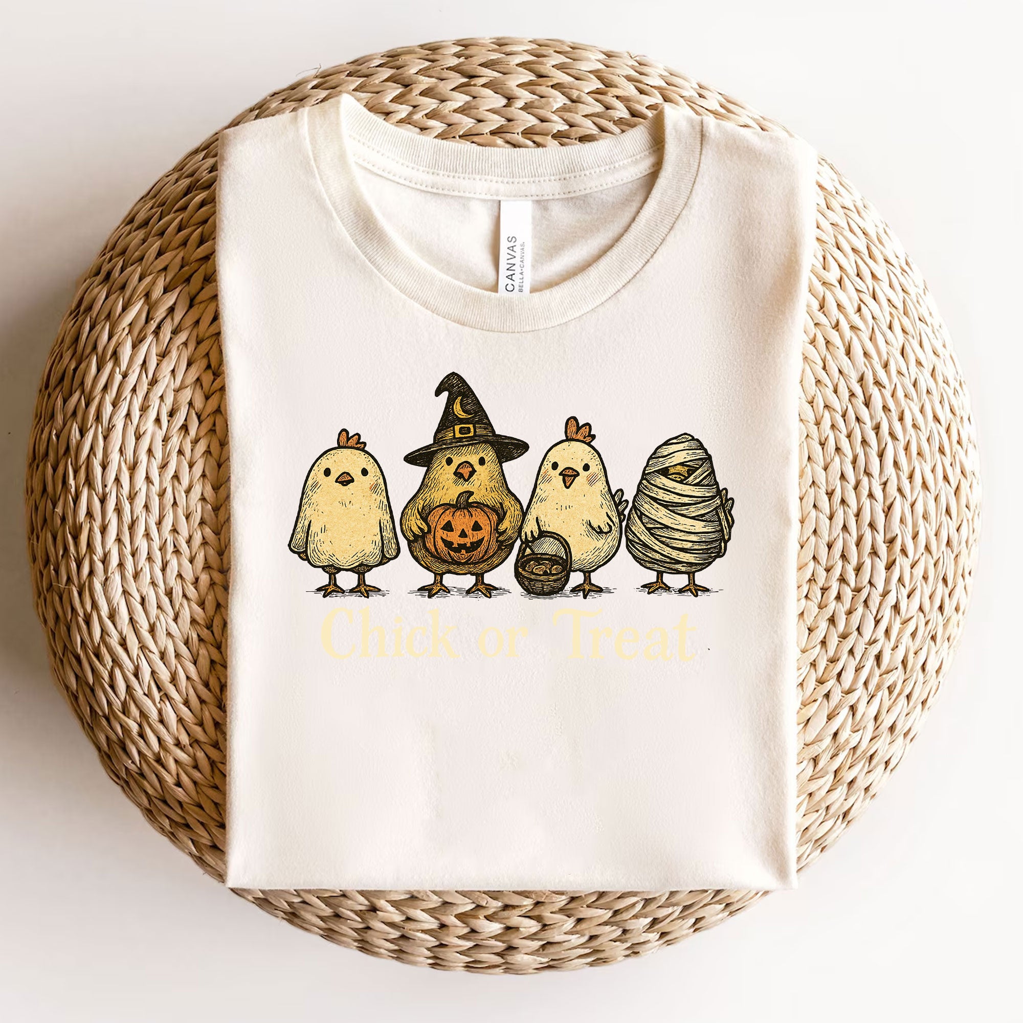 Fun Halloween T-Shirt with Cute Chickens in Costumes - Chick or Treat Theme - Perfect for Halloween Parties and Festive Outfits
 - 3