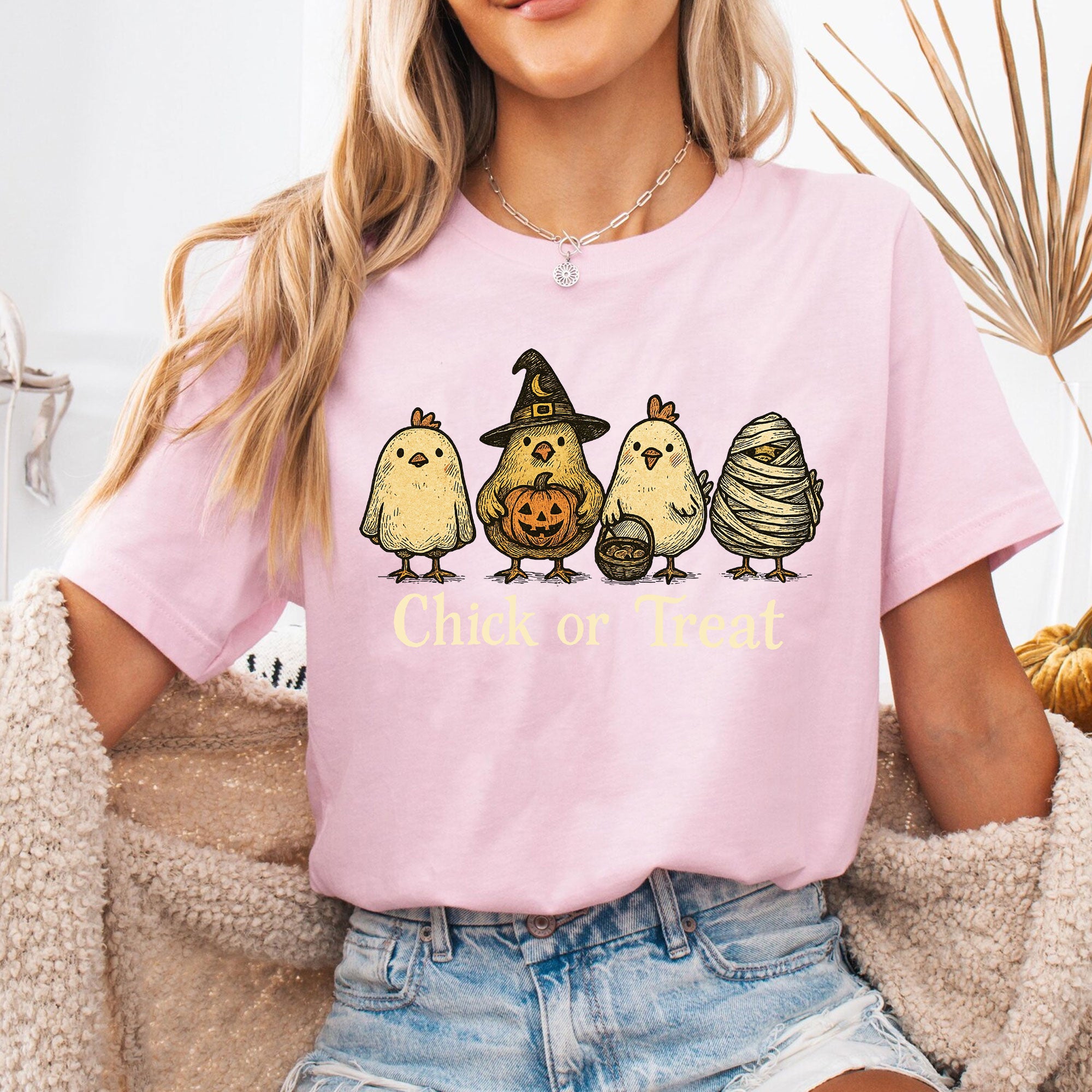 Fun Halloween T-Shirt with Cute Chickens in Costumes - Chick or Treat Theme - Perfect for Halloween Parties and Festive Outfits
 - 6