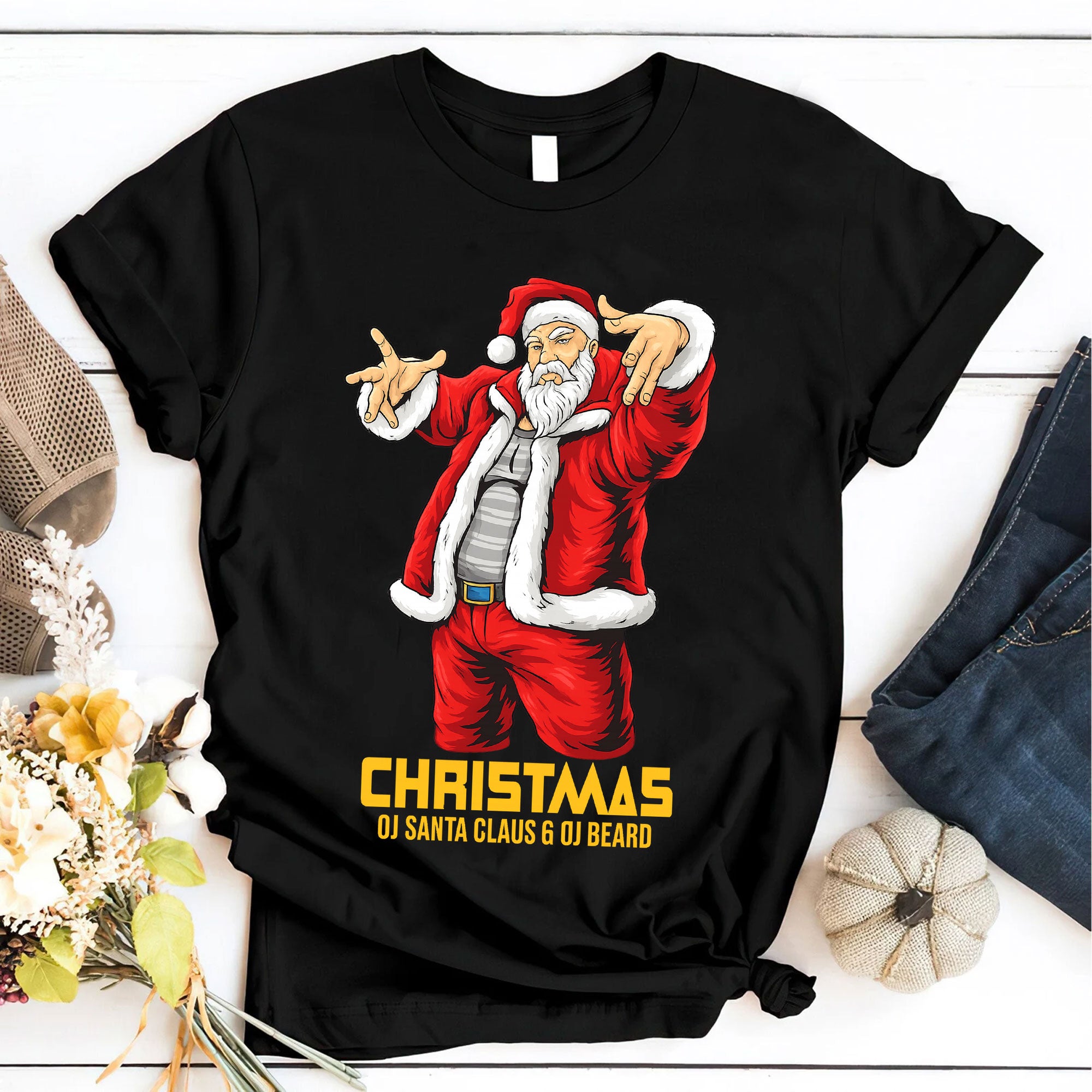 Funky Santa Claus Graphic Tee for Women - Trendy Christmas T-Shirt with Funny Hip-Hop Santa Design - Perfect Holiday Gift Idea
 - 6