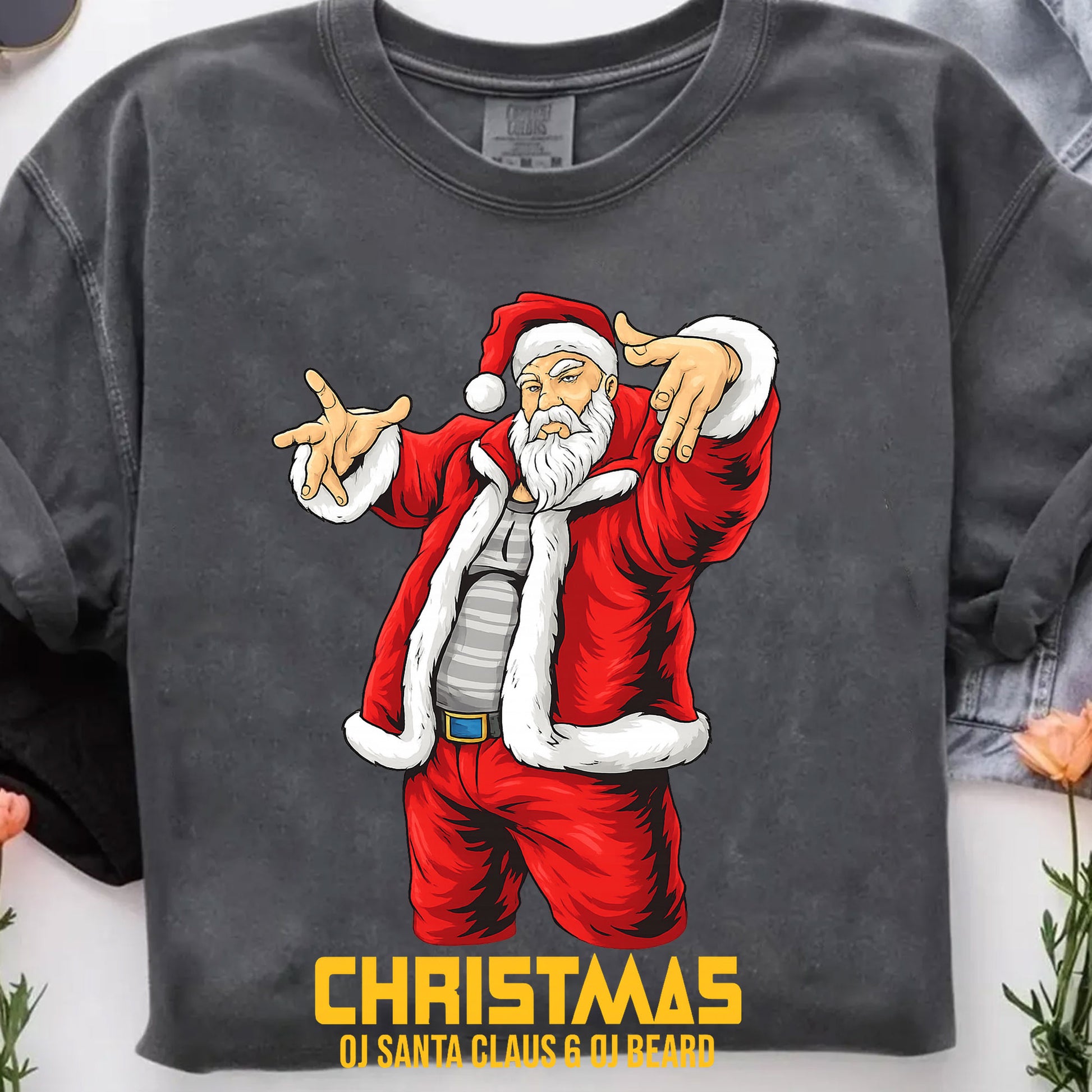 Funky Santa Claus Graphic Tee for Women - Trendy Christmas T-Shirt with Funny Hip-Hop Santa Design - Perfect Holiday Gift Idea
 - 7