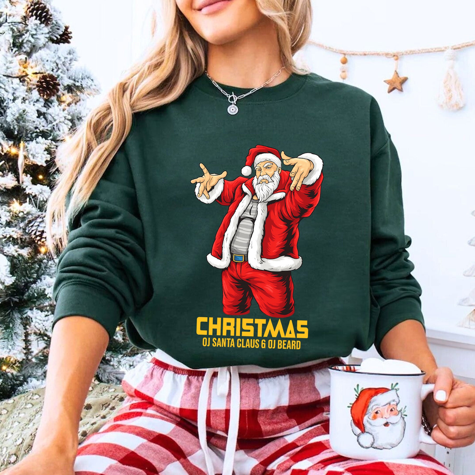 Funky Santa Claus Graphic Tee for Women - Trendy Christmas T-Shirt with Funny Hip-Hop Santa Design - Perfect Holiday Gift Idea
 - 8