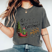 Funny Christmas T-Shirt - Grinch Inspired Print 'Get in Loser, We’re Stealing Christmas' Perfect for Holiday Humor Lovers
 - 1