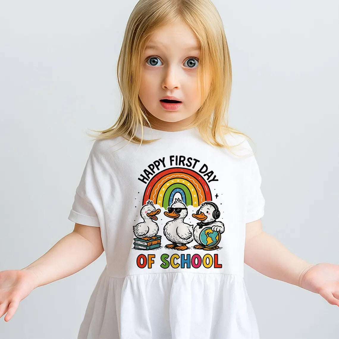 Funny Duck Back to School Digital Download Cute Ducklings Rainbow Sublimation PNG Classroom Decor Teacher Gift Kids School Art