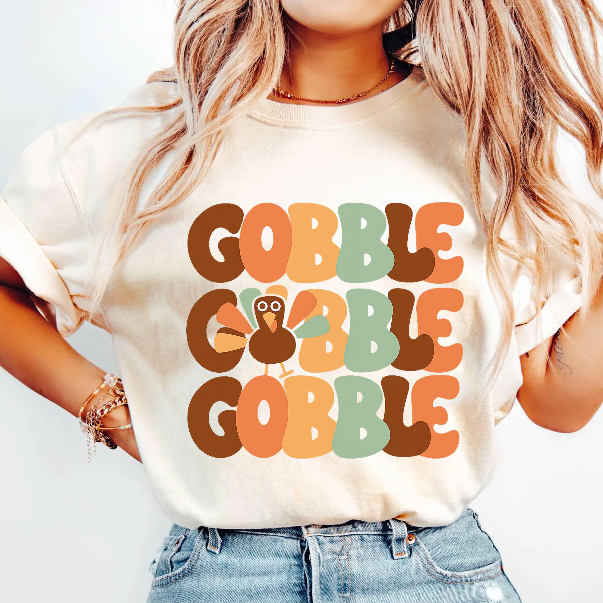 Funny Gobble Gobble Thanksgiving Shirt for Family Gatherings | Cute Turkey Graphic Tee for Thanksgiving Celebrations and Fall Fashion
 - 5