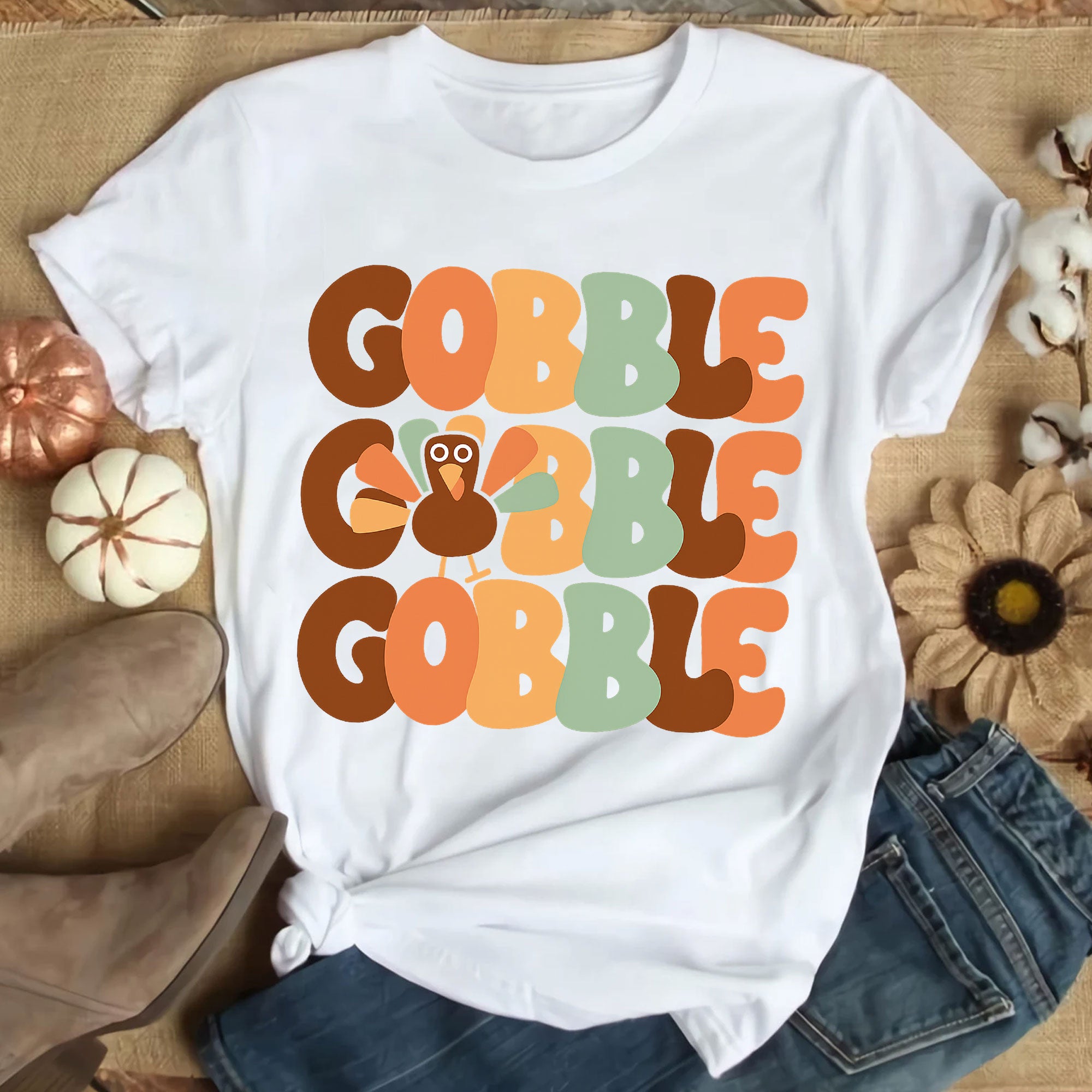 Funny Gobble Gobble Thanksgiving Shirt for Family Gatherings | Cute Turkey Graphic Tee for Thanksgiving Celebrations and Fall Fashion
 - 9