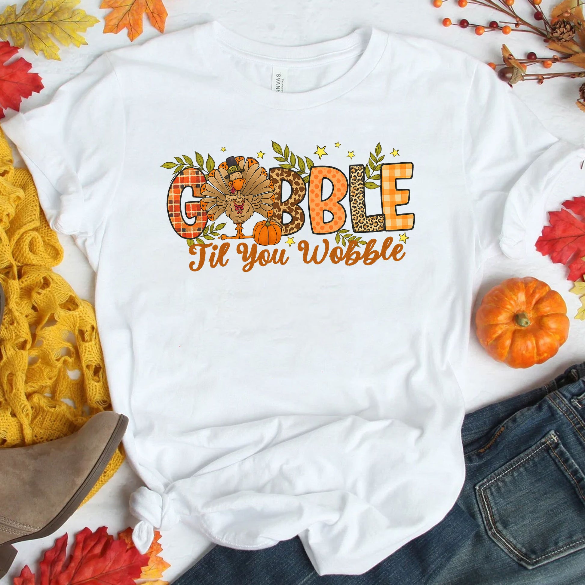 Funny Thanksgiving Shirt: Gobble 'Til You Wobble Graphic Tee for Fall Celebrations, Perfect Gift for Turkey Lovers and Family Gatherings
 - 1