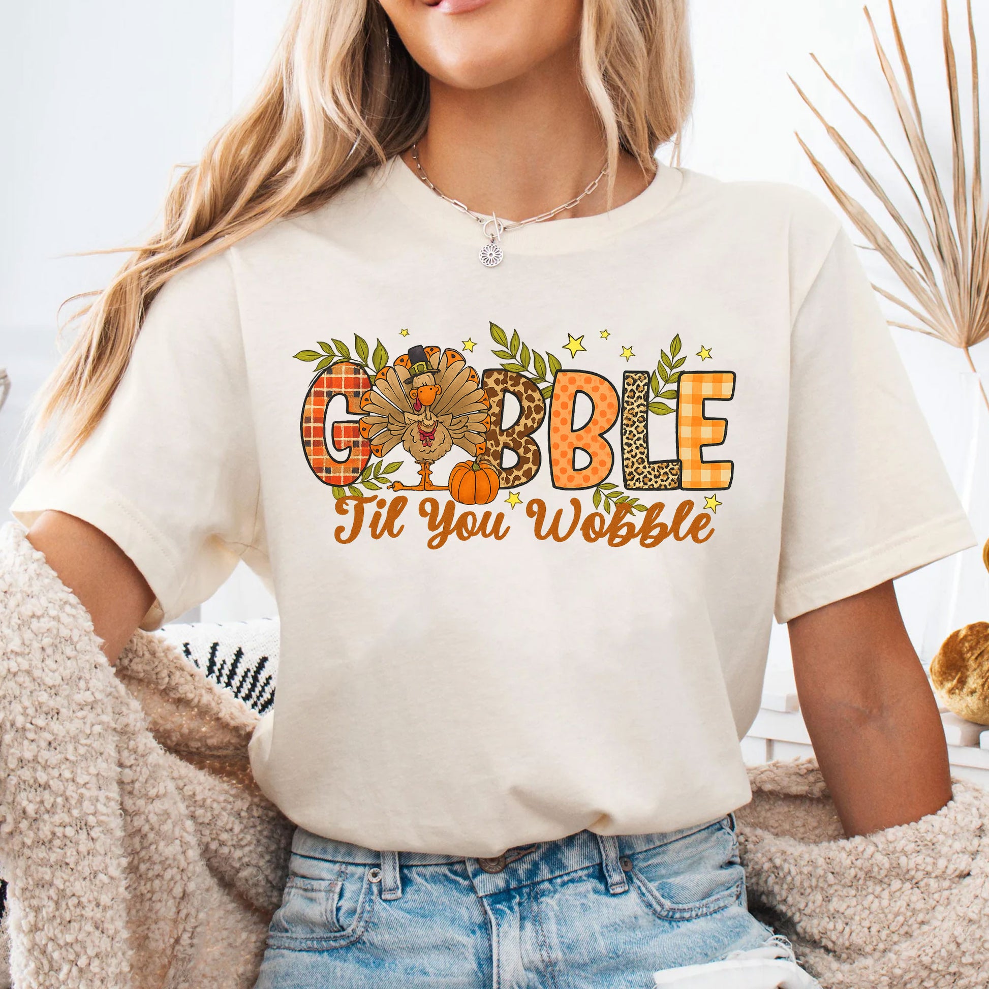 Funny Thanksgiving Shirt: Gobble 'Til You Wobble Graphic Tee for Fall Celebrations, Perfect Gift for Turkey Lovers and Family Gatherings
 - 4
