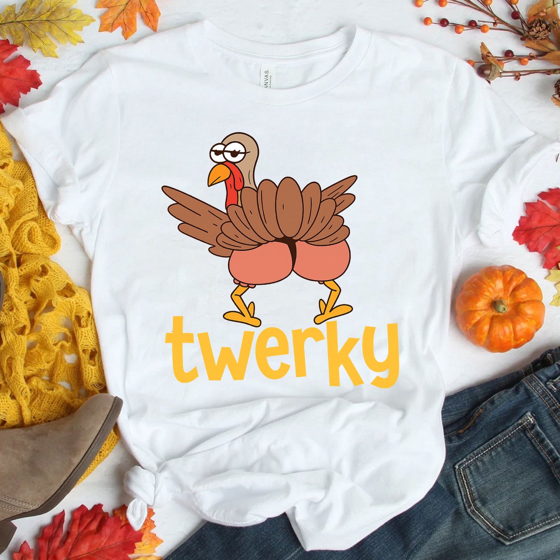 “Funny Thanksgiving Turkey Twerk Shirt - Cute and Comfy Holiday T-Shirt for Family Gatherings and Festive Celebrations”
 - 1