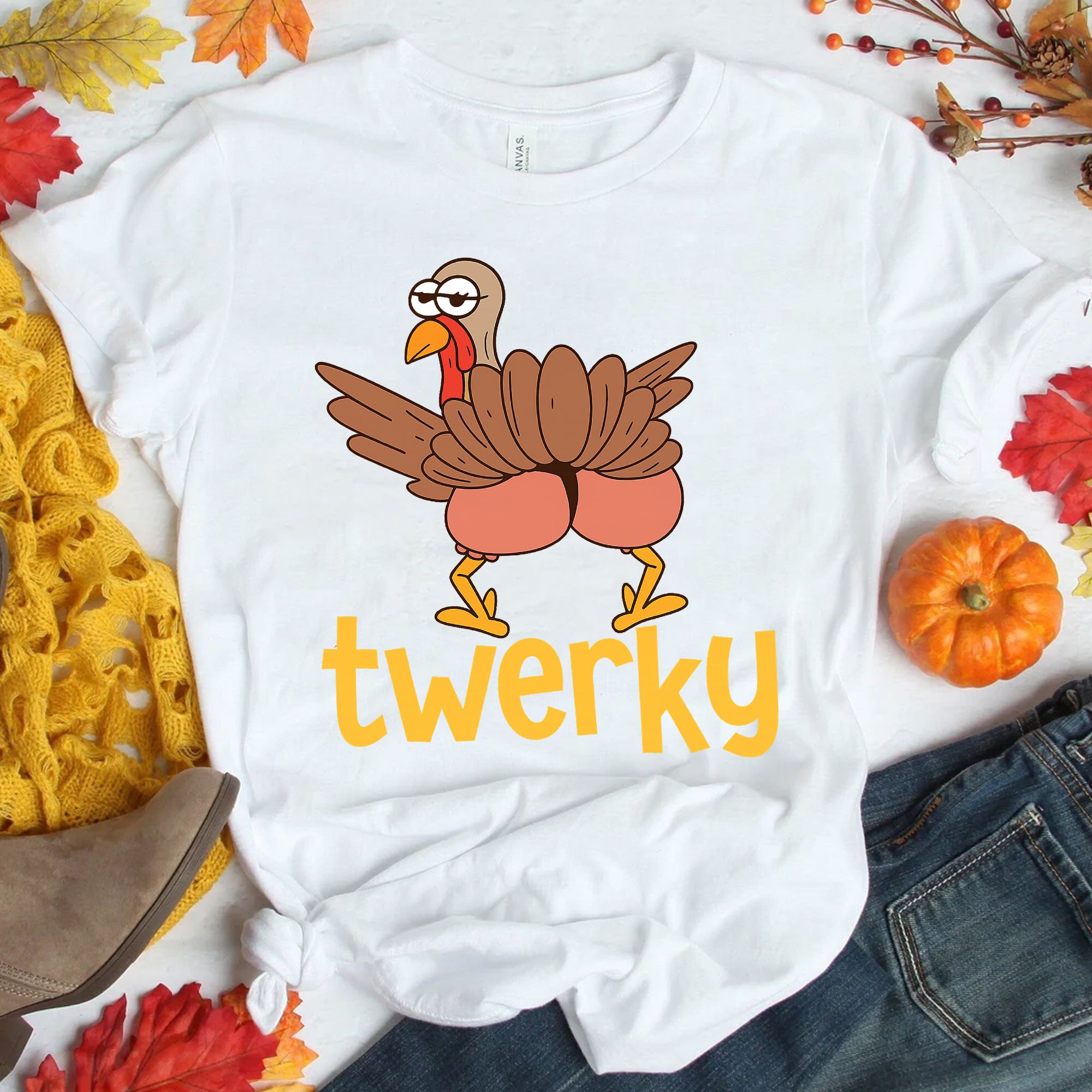 “Funny Thanksgiving Turkey Twerk Shirt - Cute and Comfy Holiday T-Shirt for Family Gatherings and Festive Celebrations”
 - 1